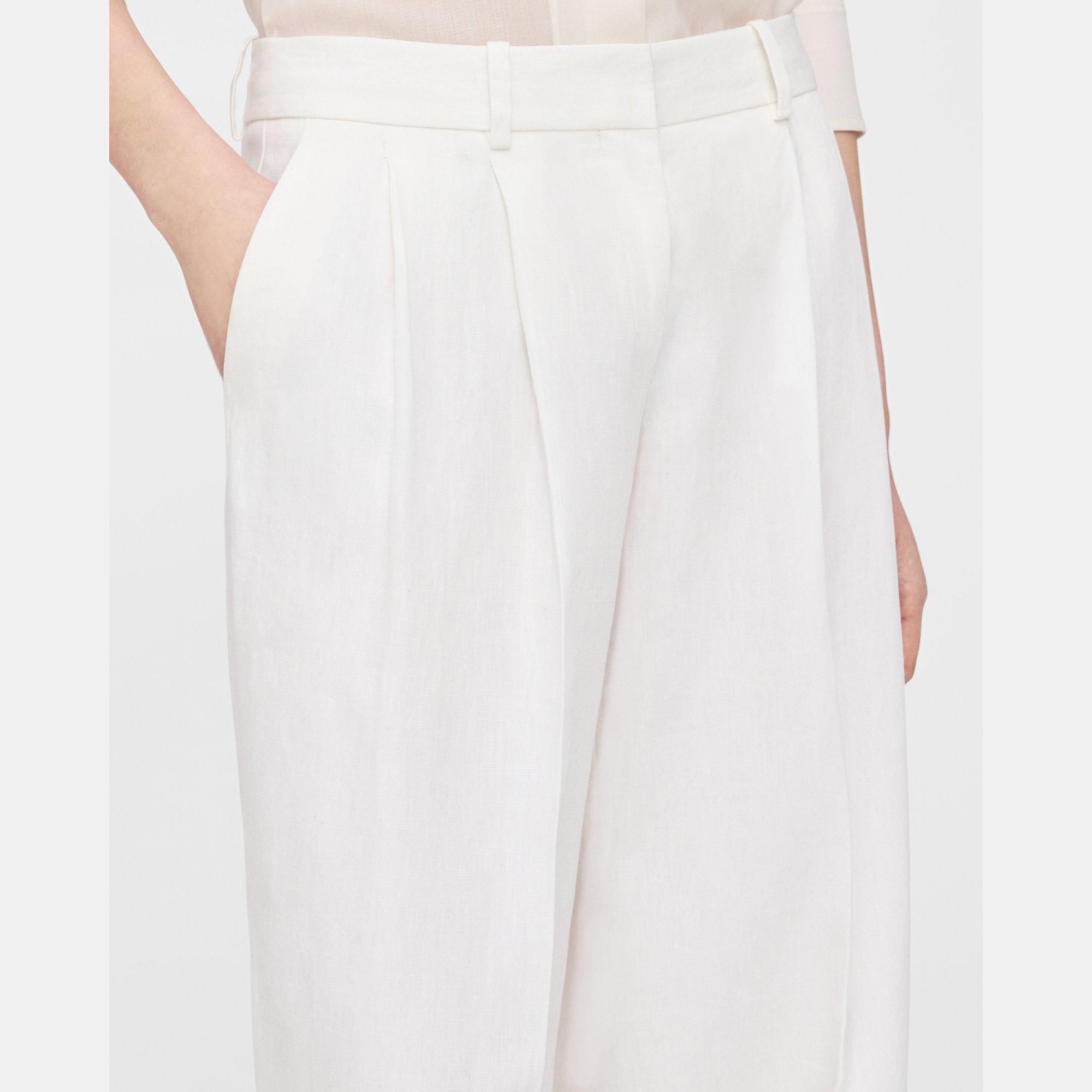 Pleated Low-Rise Pant in Galena Linen