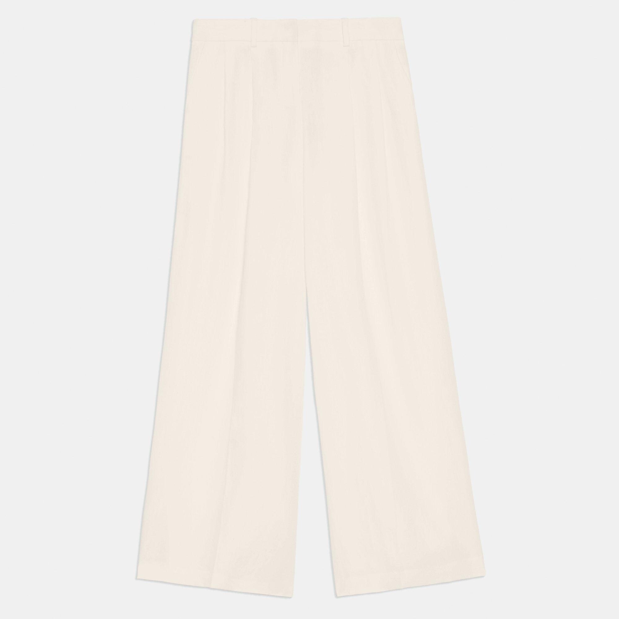 Pantalon Taille Basse Plissé en Galena Linen