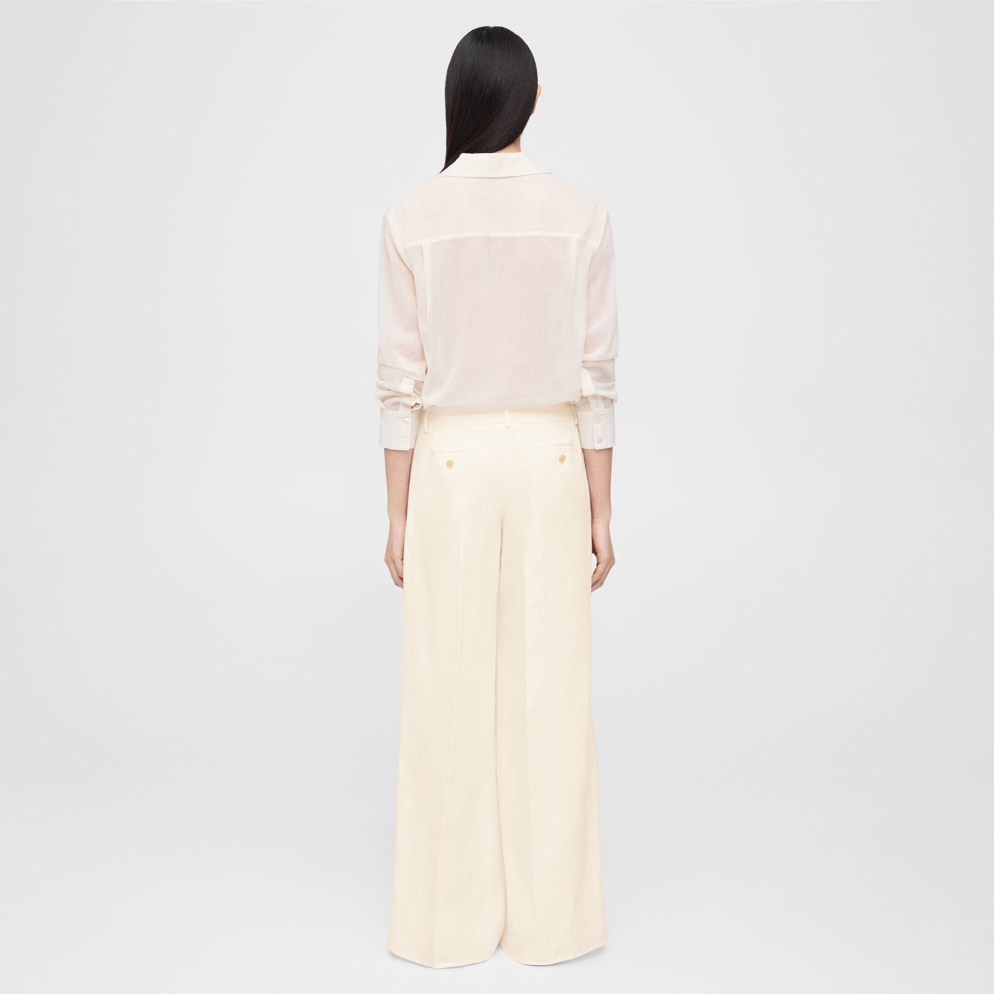 Pleated Low-Rise Pant in Galena Linen