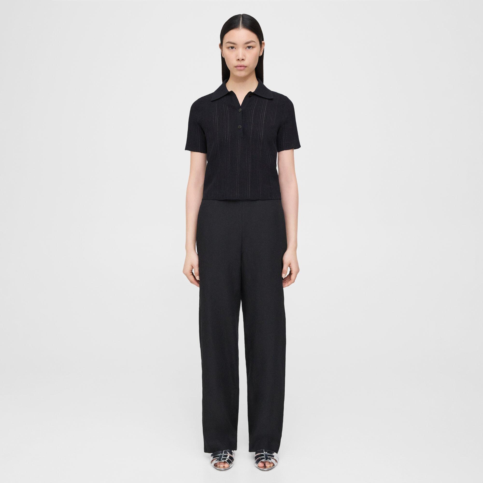 Theory Straight Pull-On Pant in Galena Linen