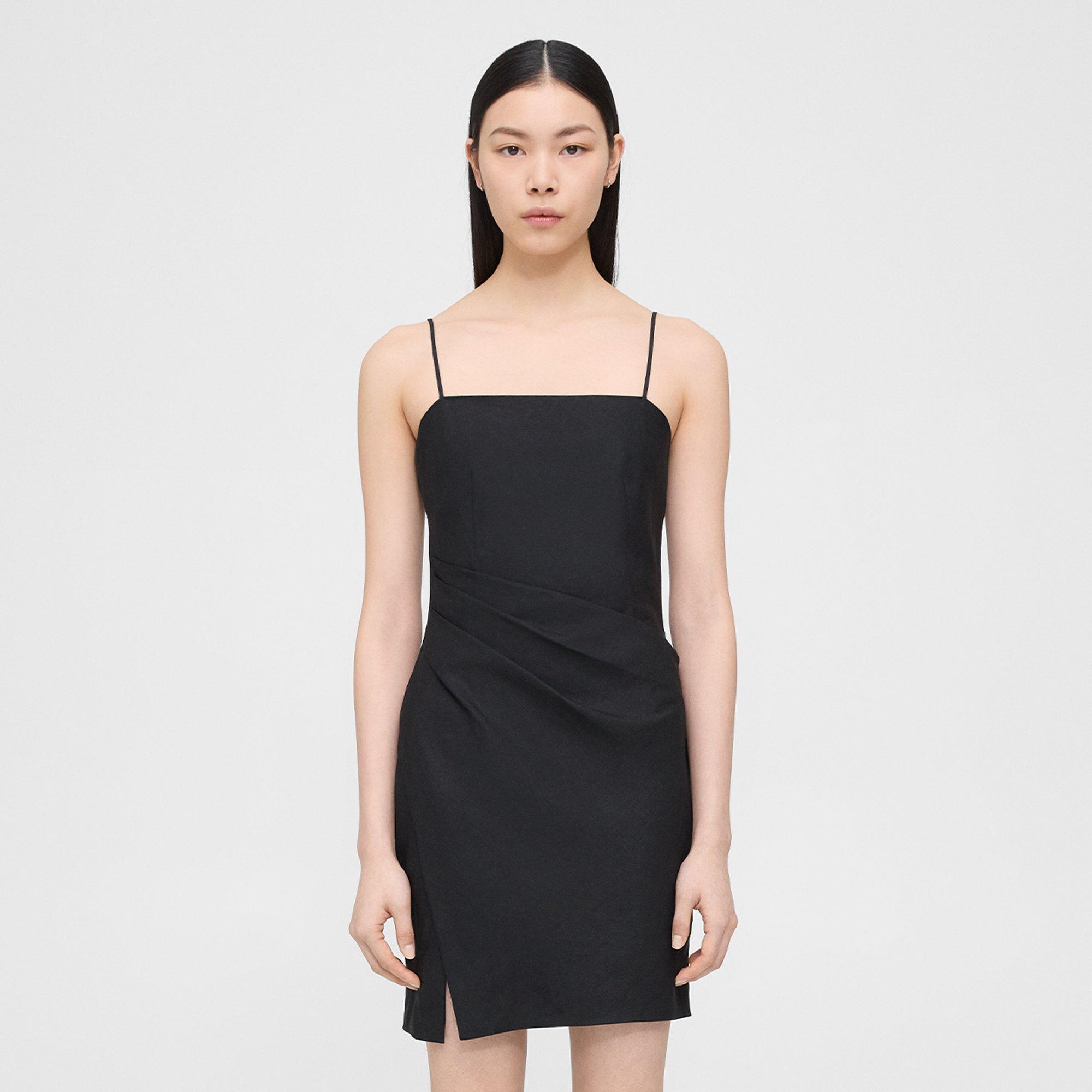 Theory Pleated Mini Dress in Galena Linen