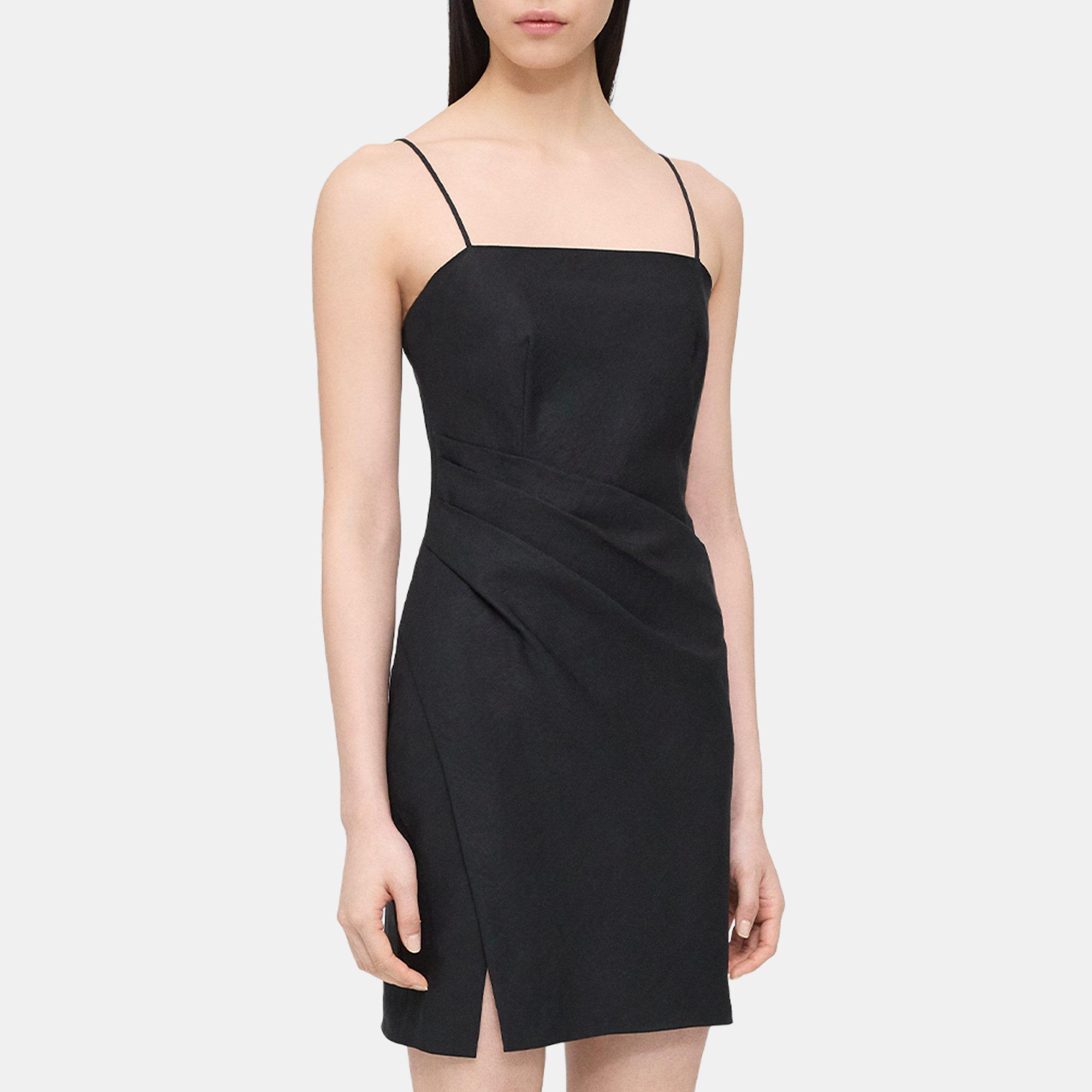 Pleated Mini Dress in Galena Linen