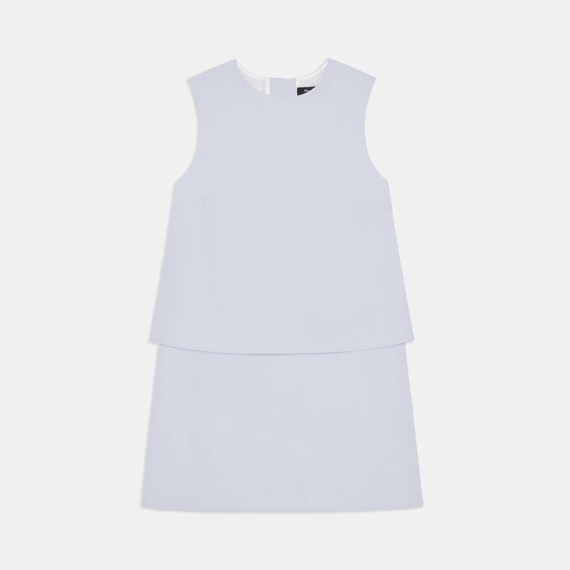 Elliptical hem cotton melange knit shift dress