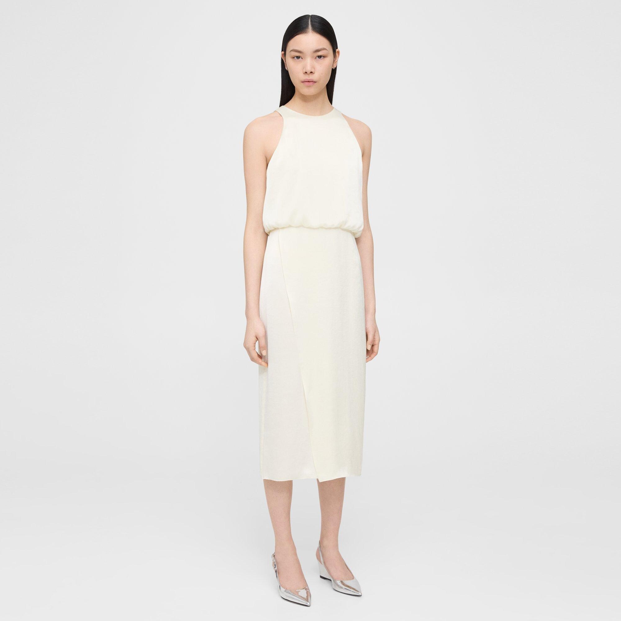 Crushed Satin Layered Tank Dress | Theory