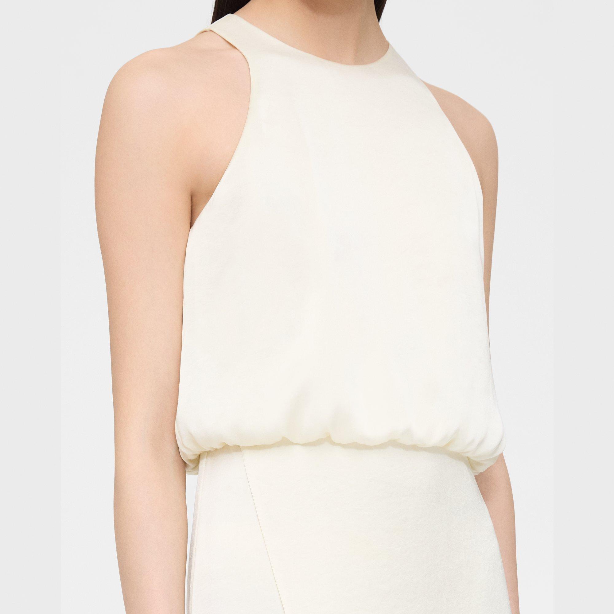 Layered Tank Dress in Crushed Satin