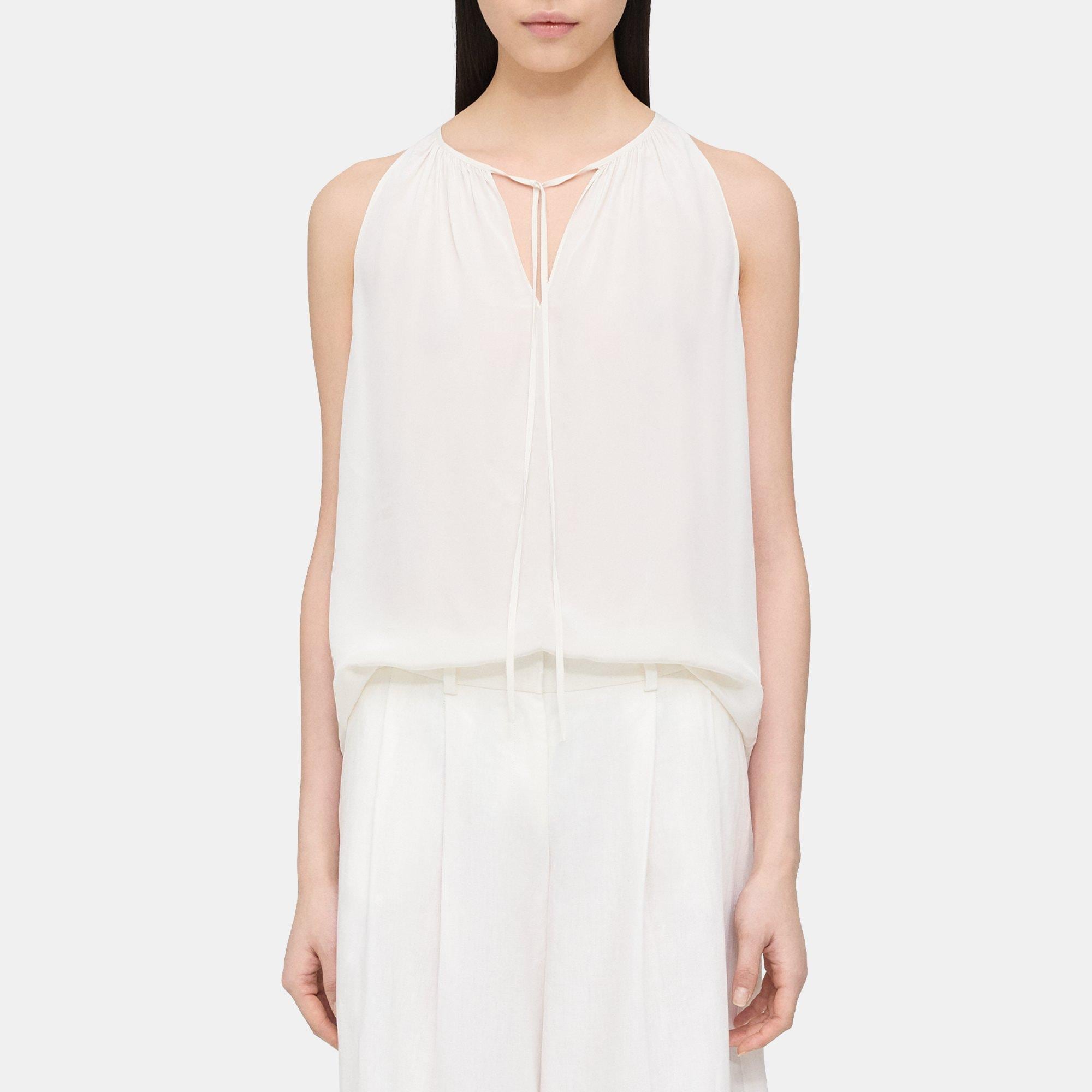 Sleeveless Tie-Neck Top in Viscose