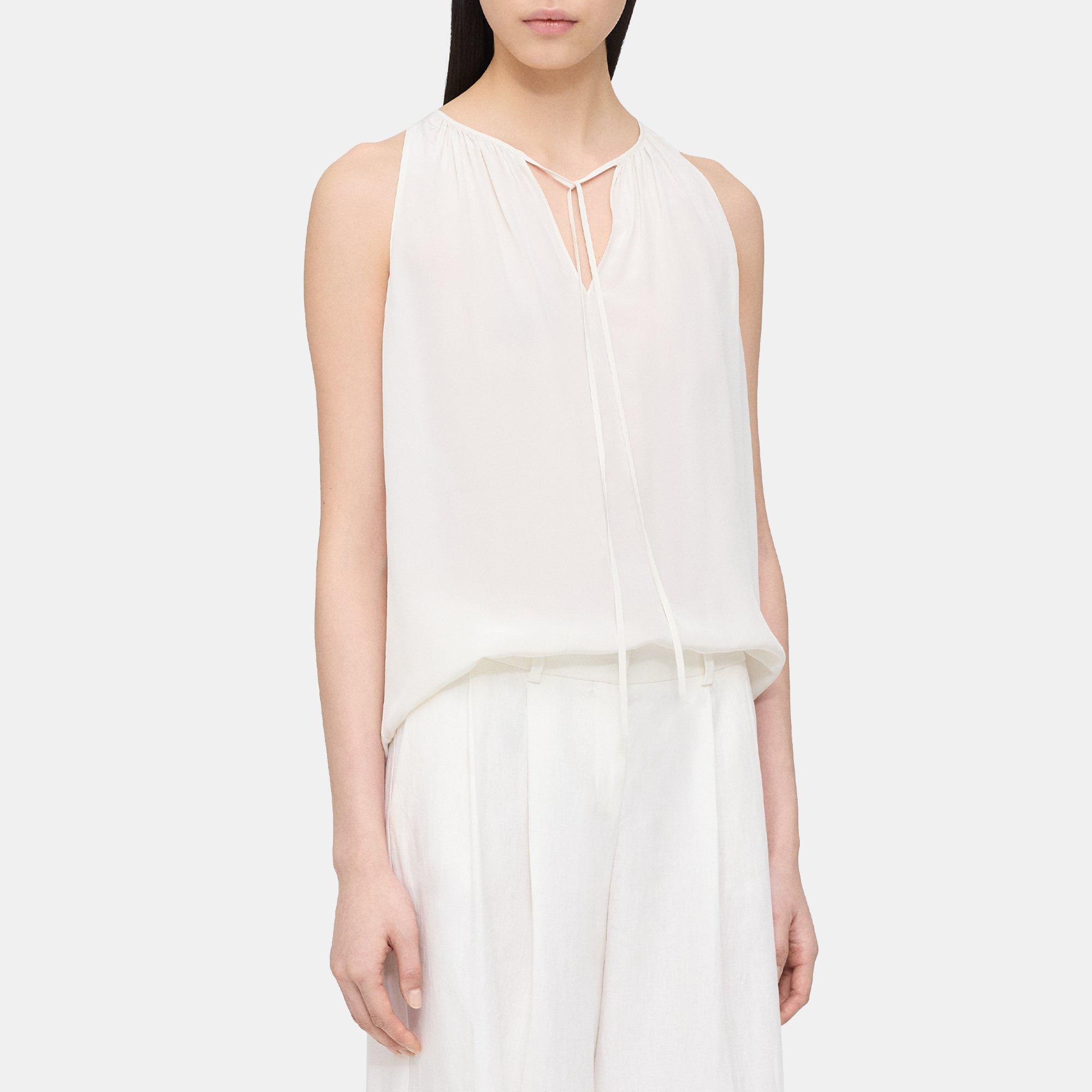 Sleeveless Tie-Neck Top in Viscose