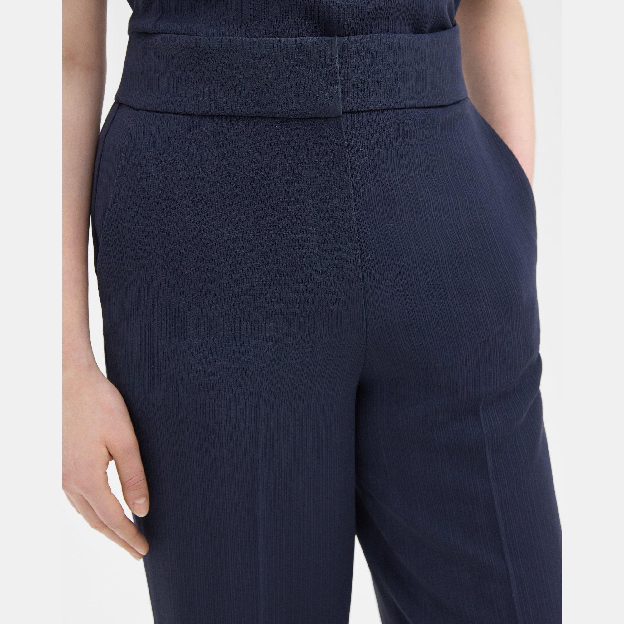 High-Waist Wide-Leg Pant in Striped Admiral Crepe