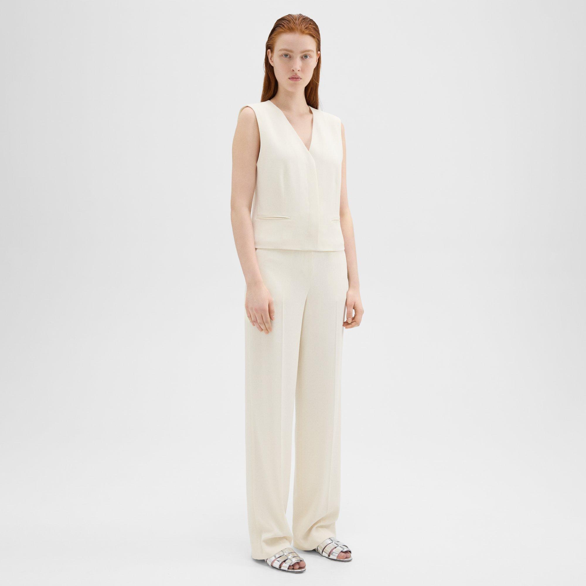 High-Waist Wide-Leg Pant in Striped Admiral Crepe