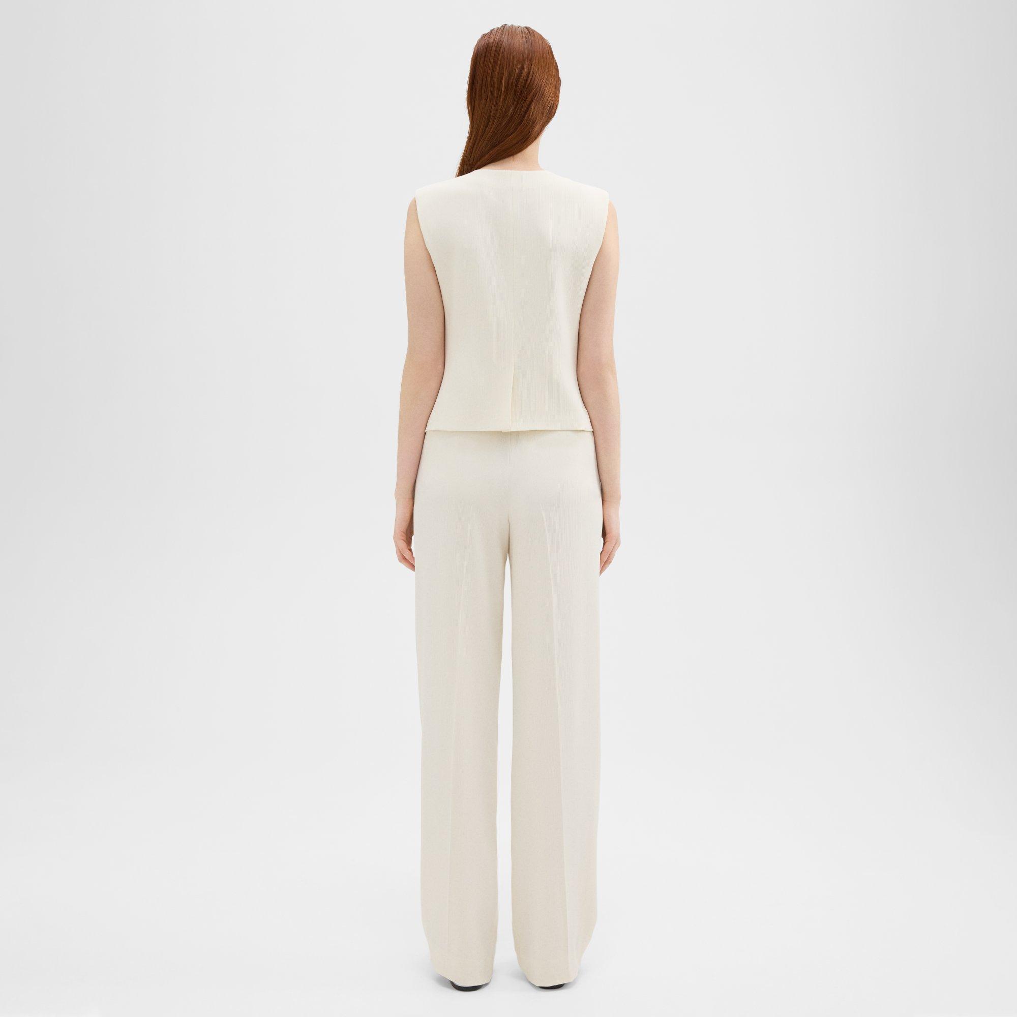 High-Waist Wide-Leg Pant in Striped Admiral Crepe