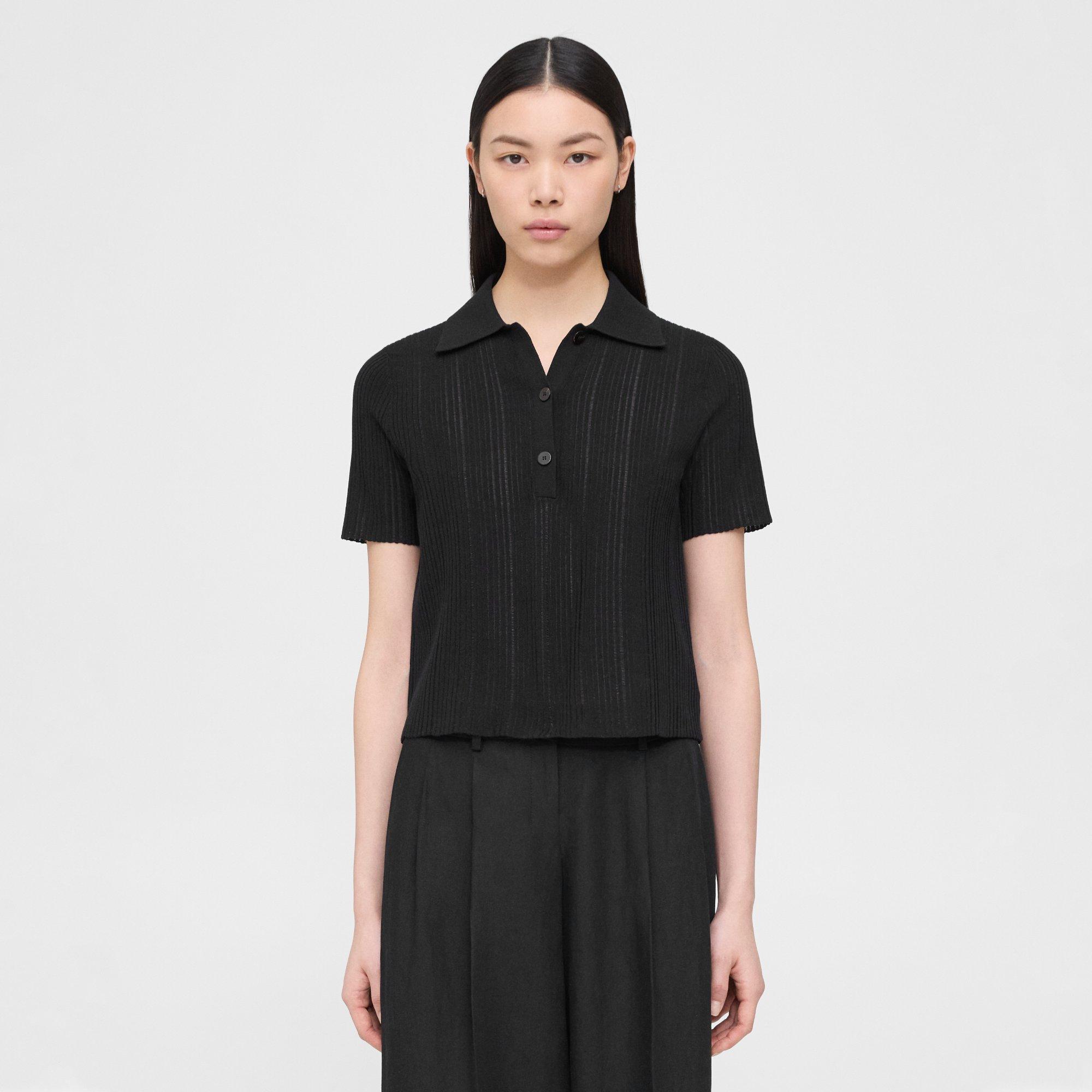 Theory Cropped Polo in Cotton-Blend