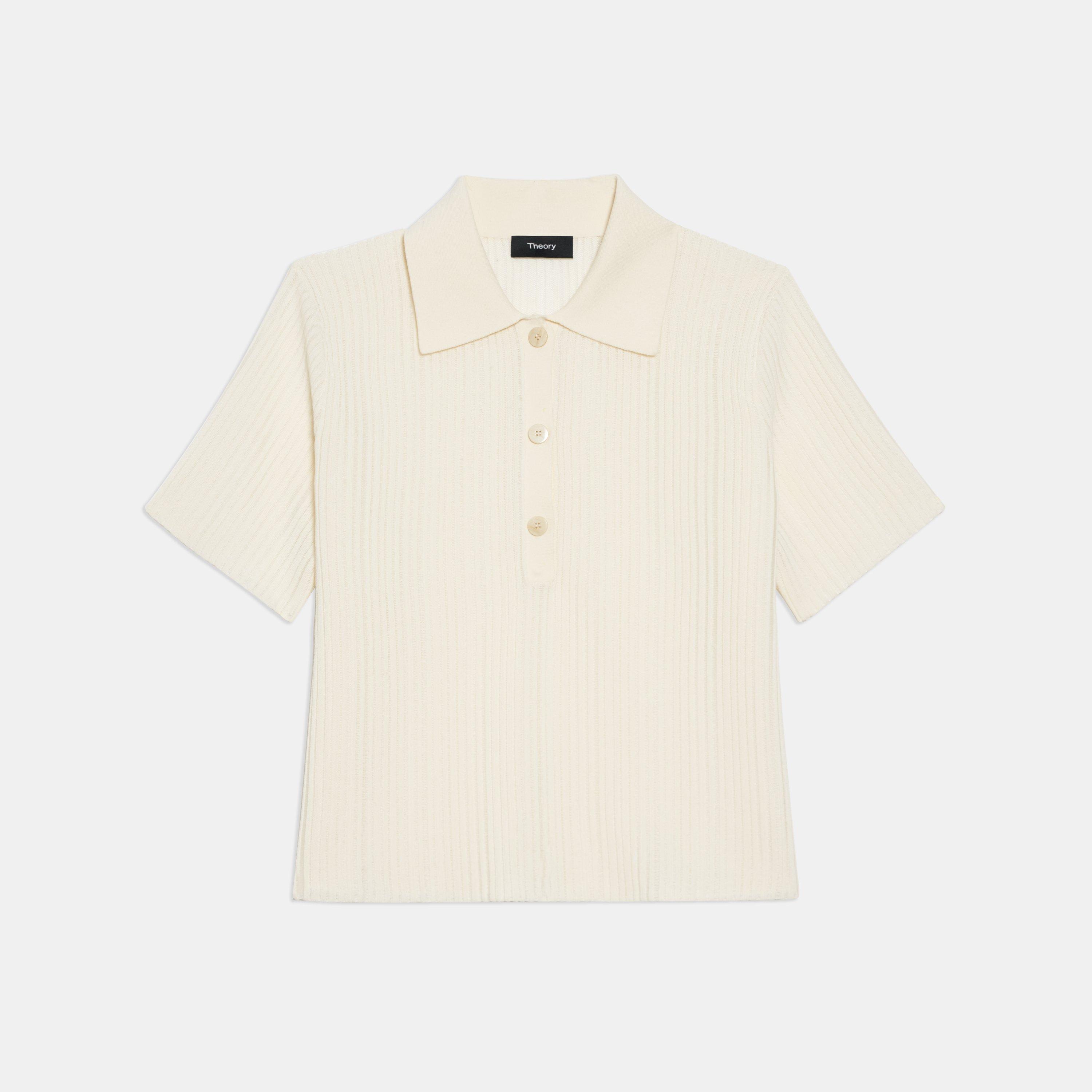 Cropped Polo in Cotton-Blend