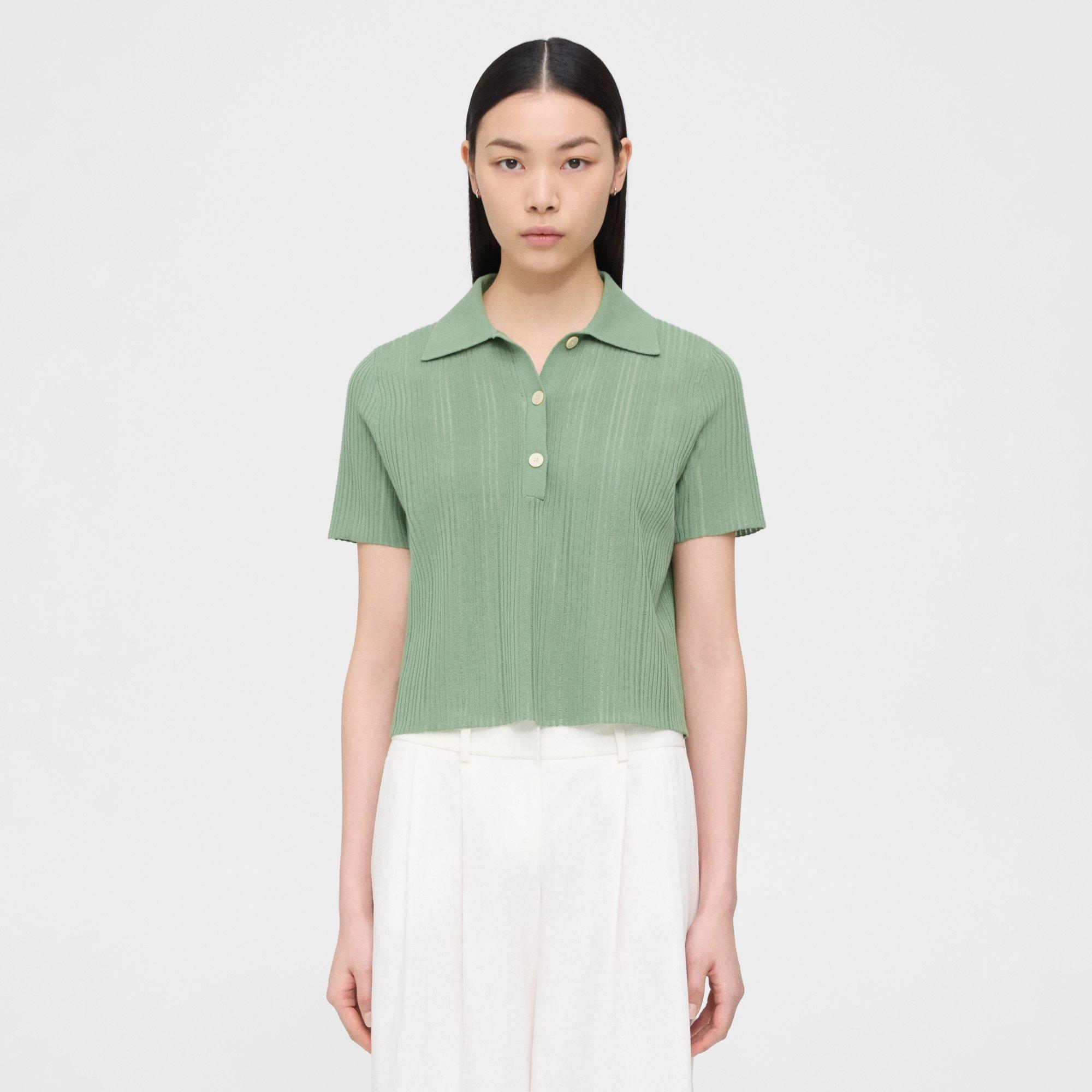 Theory Cropped Polo in Cotton-Blend