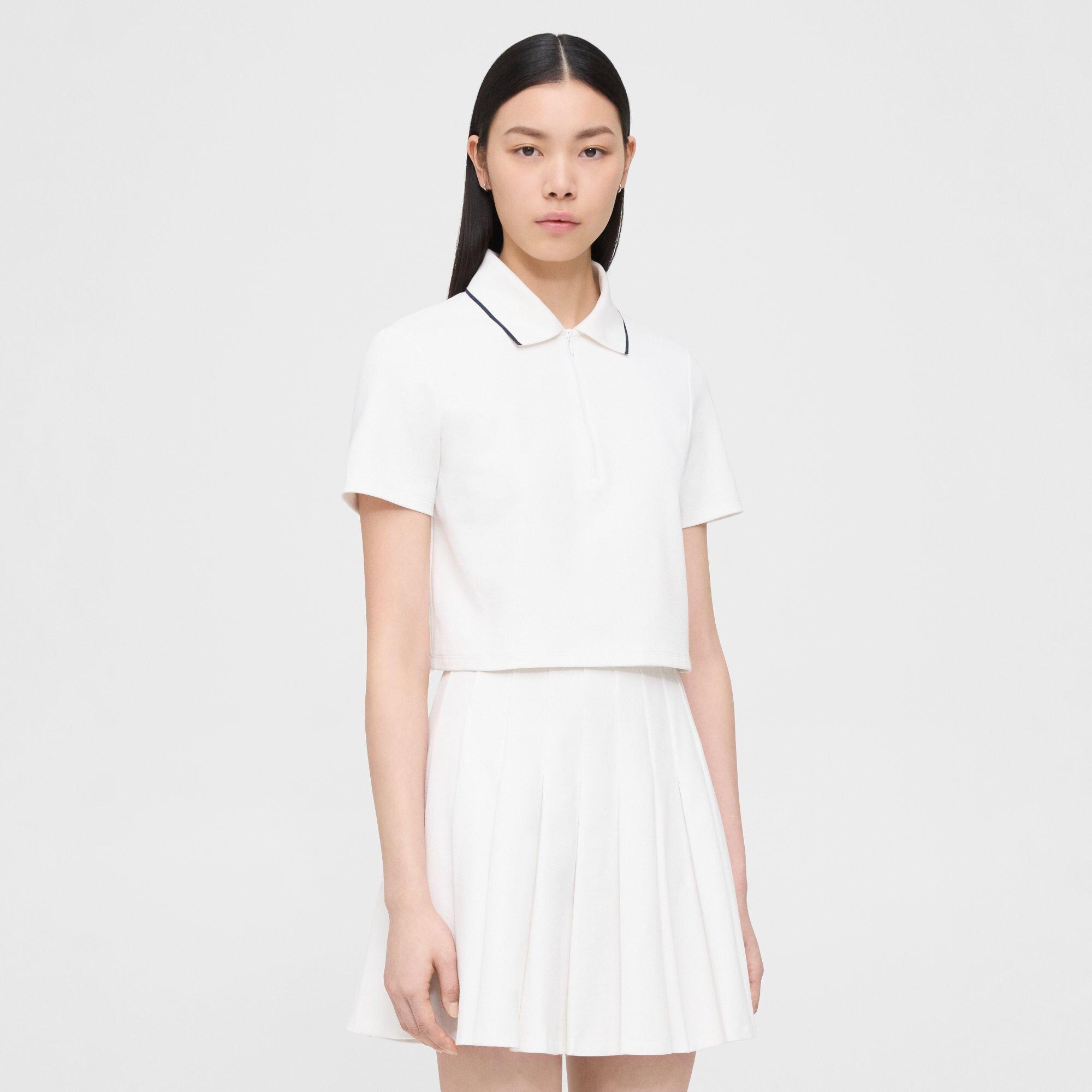 Cotton-Blend Piqué Zipped Tennis Polo | Theory