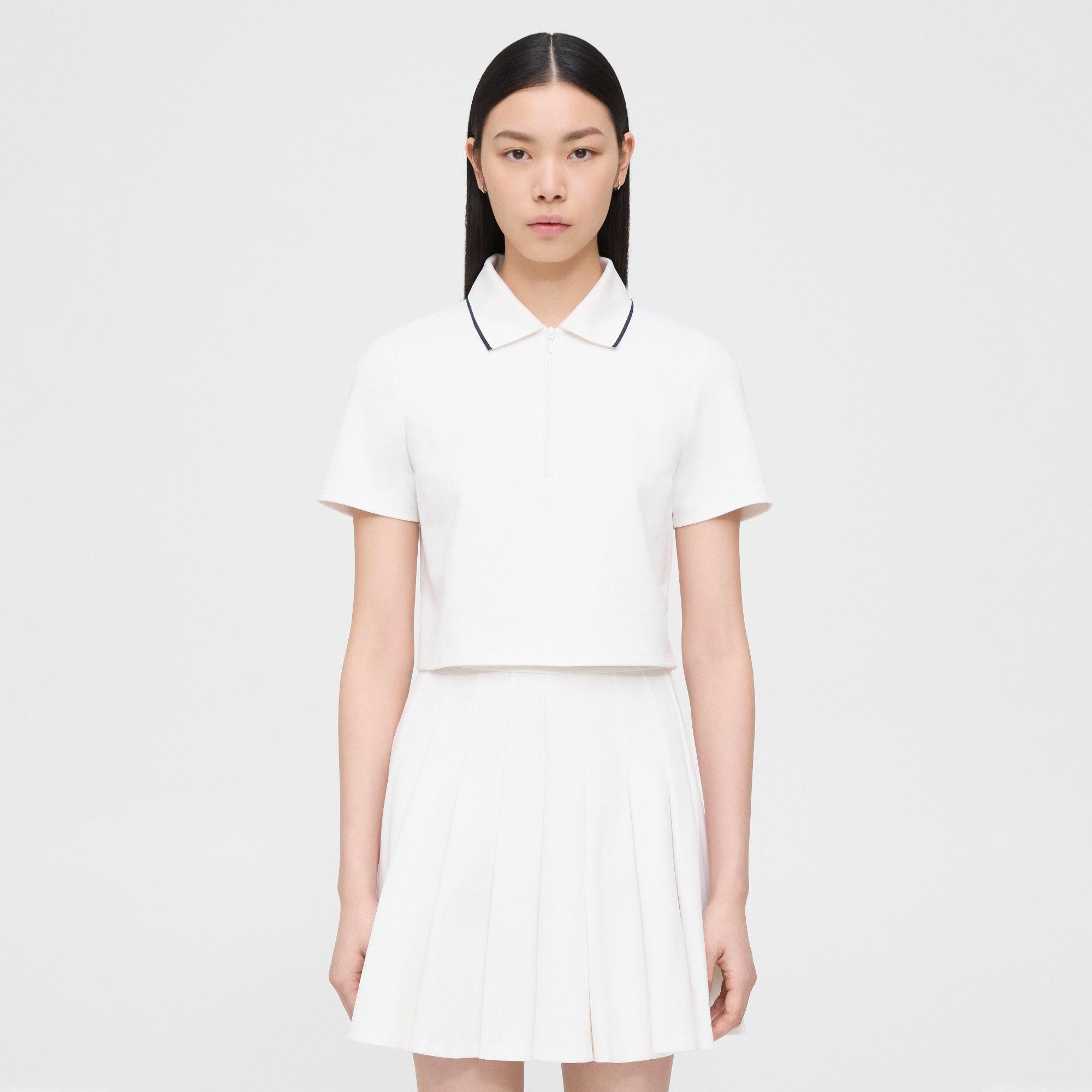Theory Zipped Tennis Polo in Cotton-Blend Pique