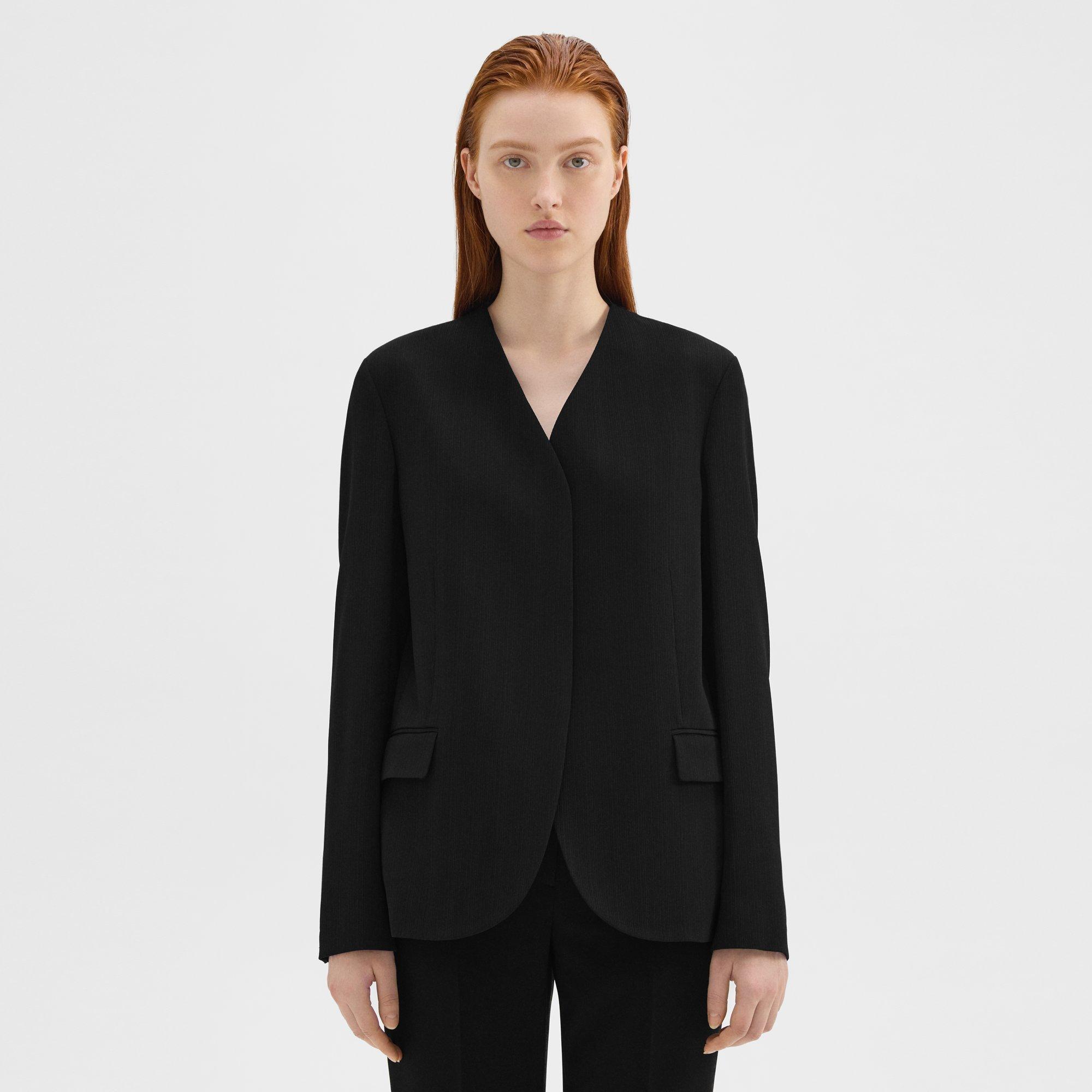 Collarless Blazer in Good Wool