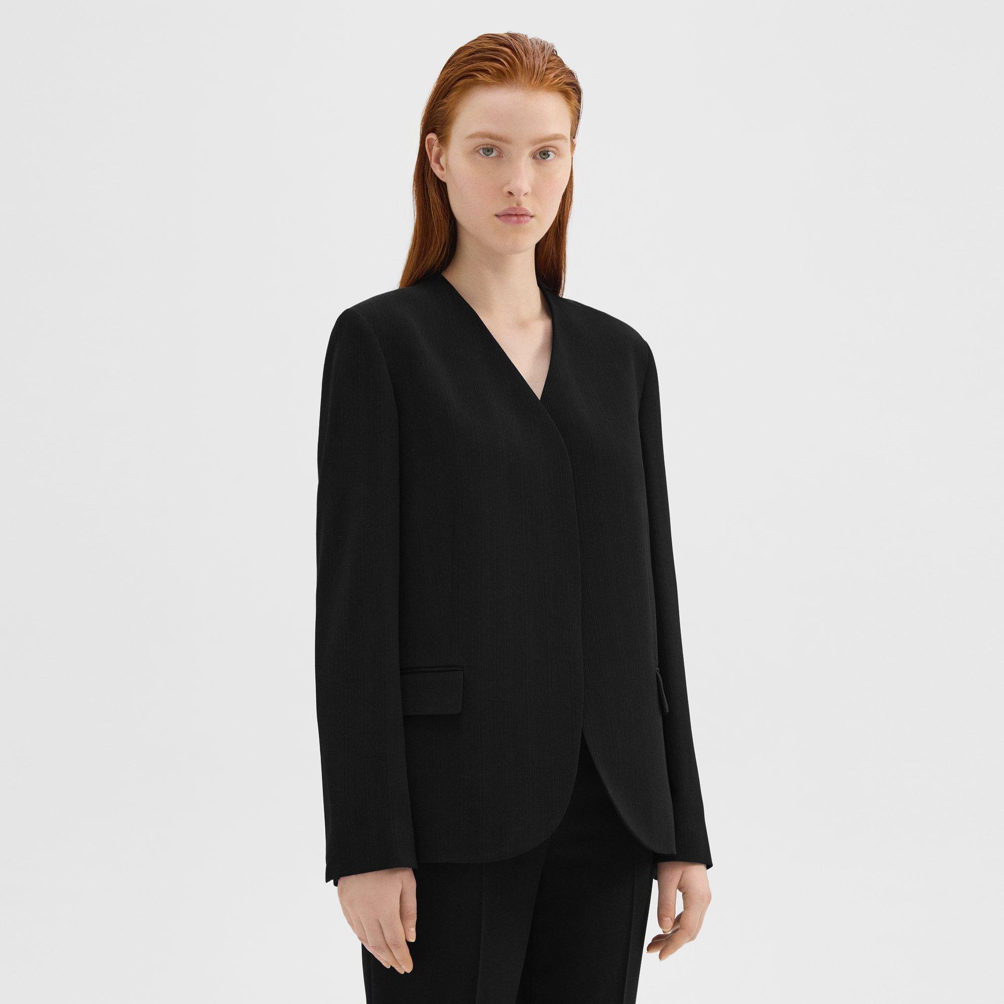 Collarless Blazer in Good Wool