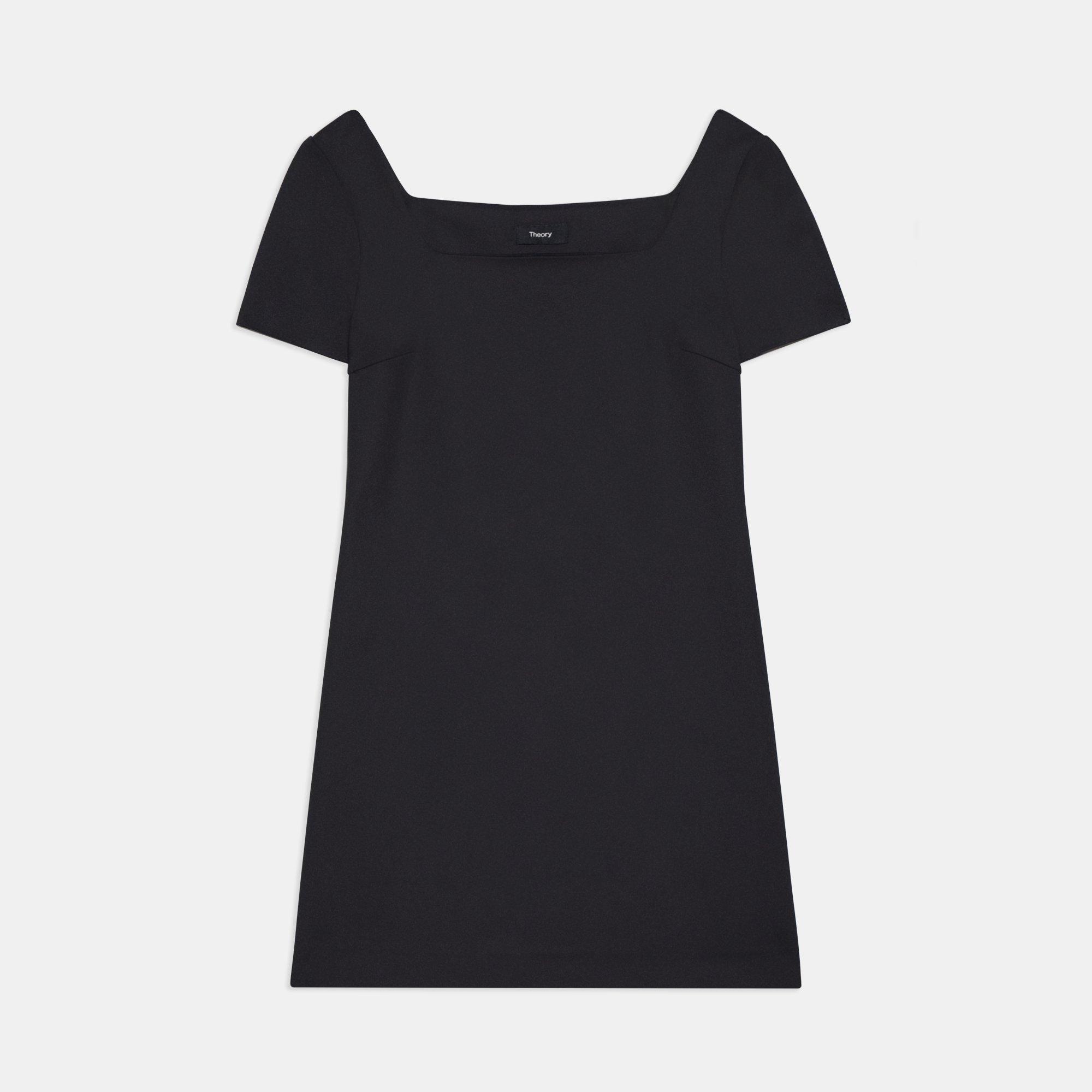 Square Neck Mini Dress in Cotton-Blend