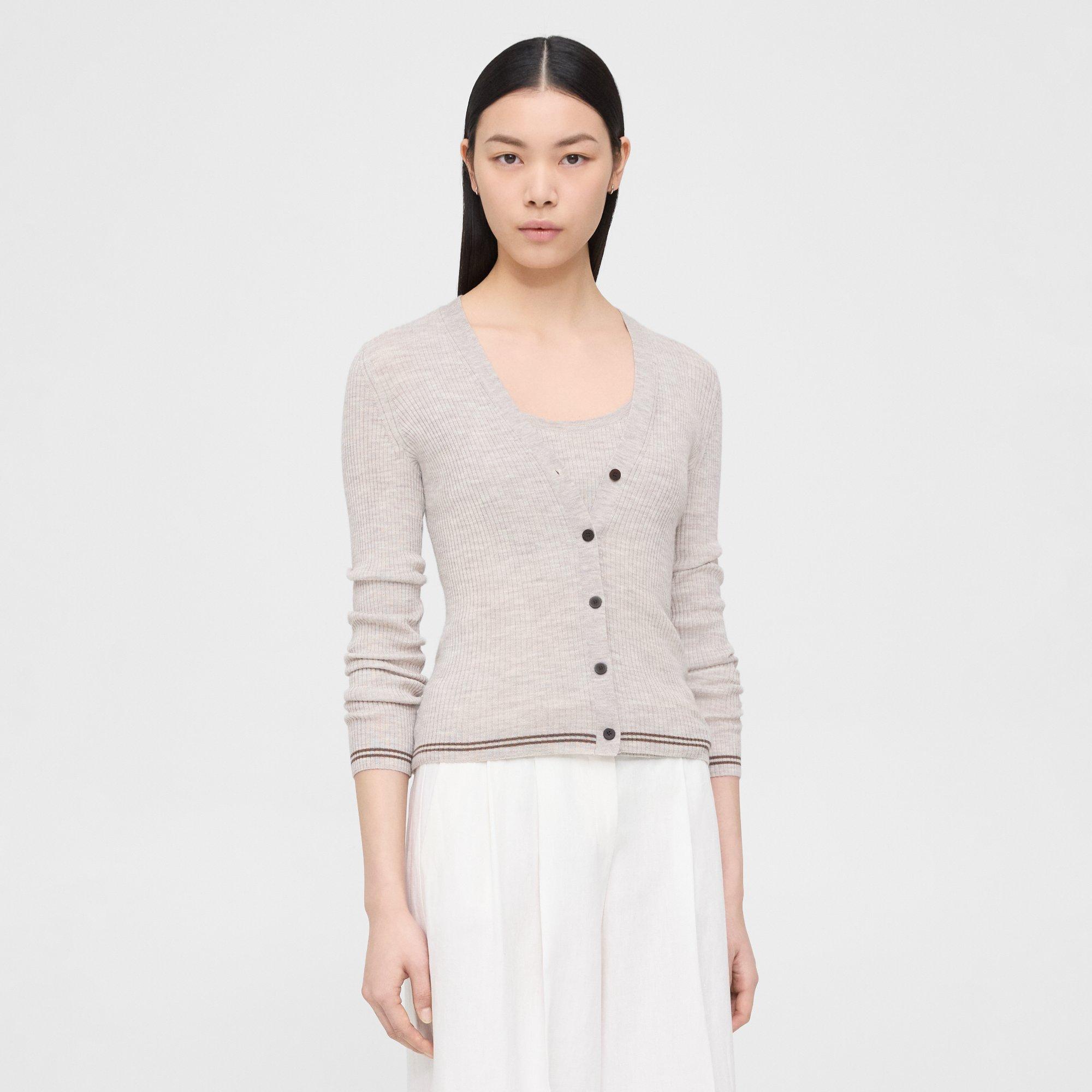 Regal Wool Rib Knit Cardigan | Theory