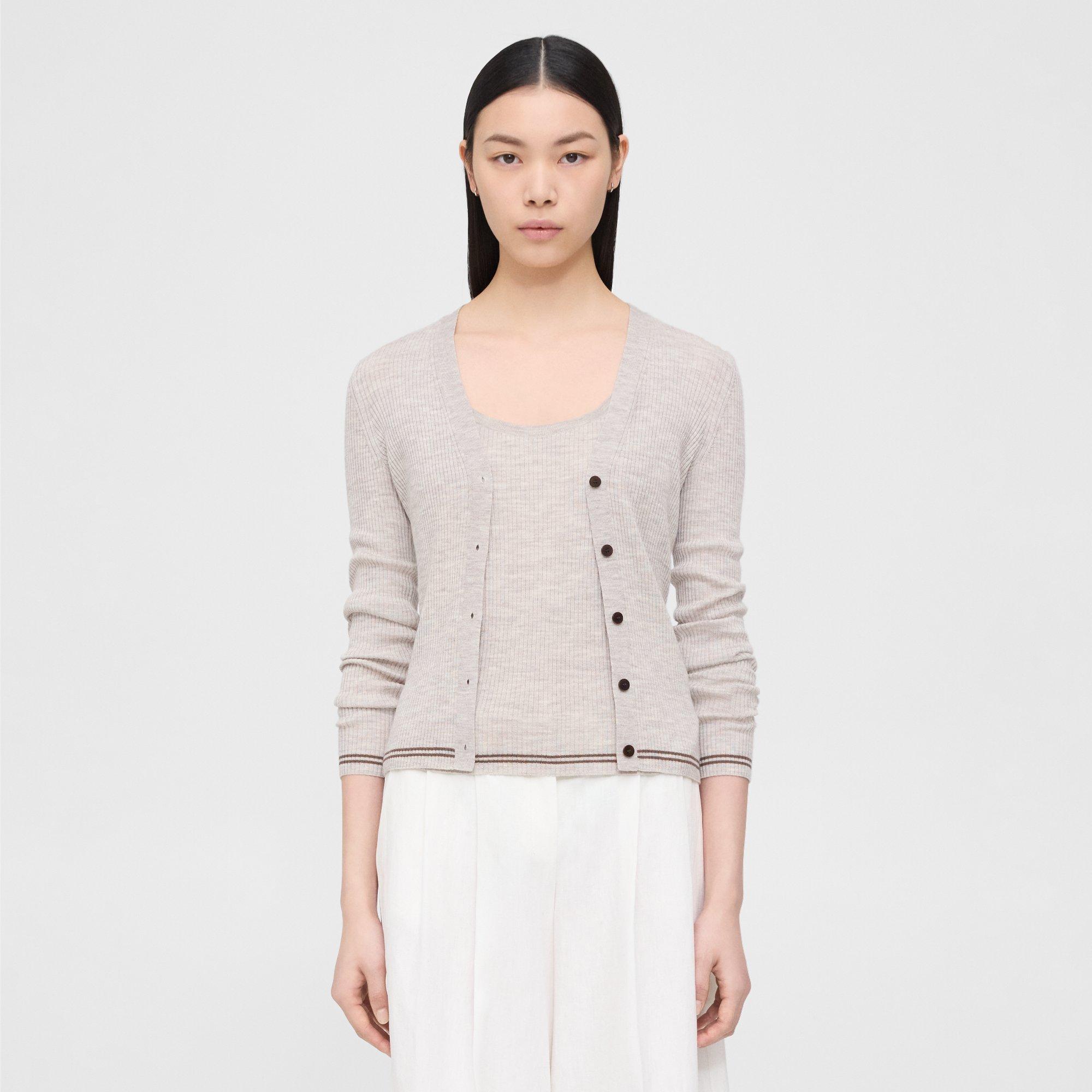 Regal Wool Rib Knit Cardigan | Theory