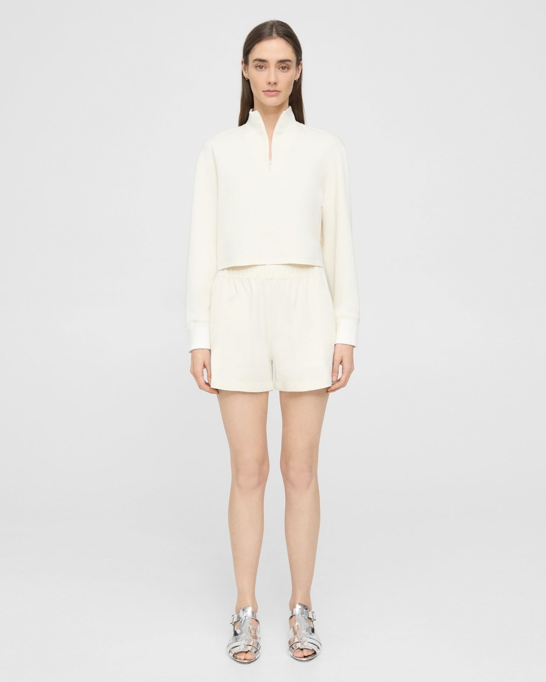 Theory Mini Pull-On Short in Double-Knit Jersey