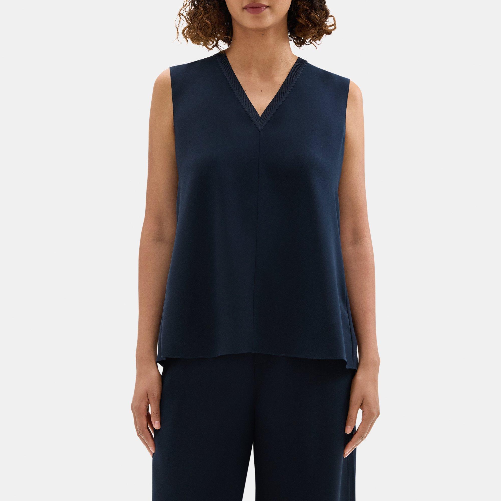 V-Neck Tank Top in Crepe