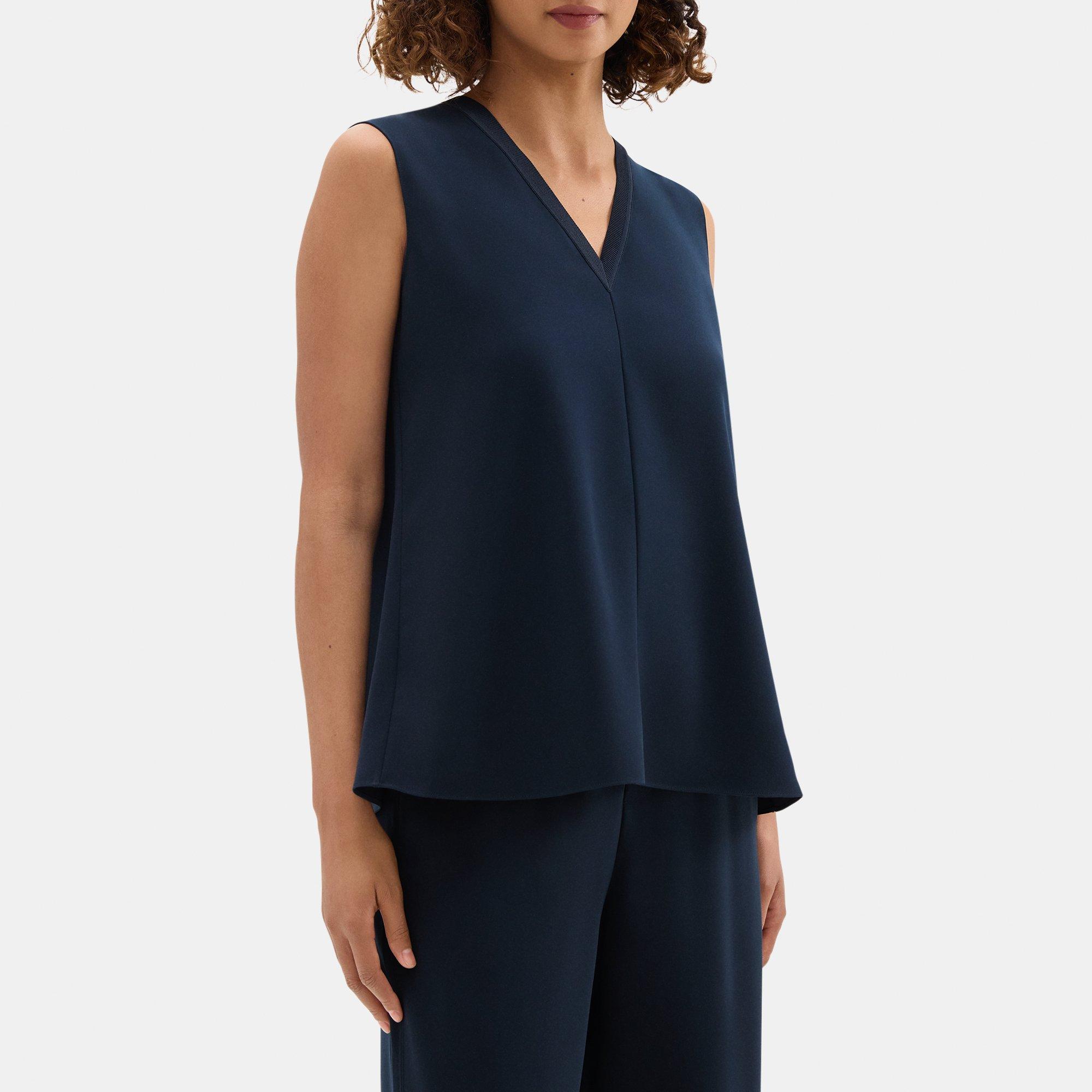 V-Neck Tank Top in Crepe