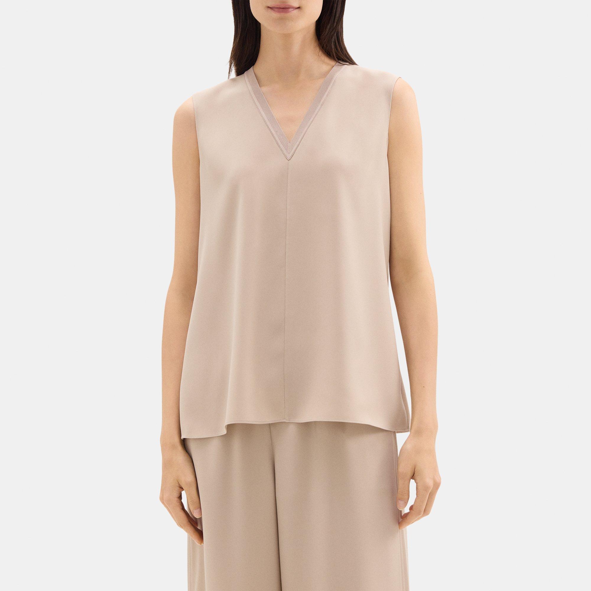 V-Neck Tank Top in Crepe