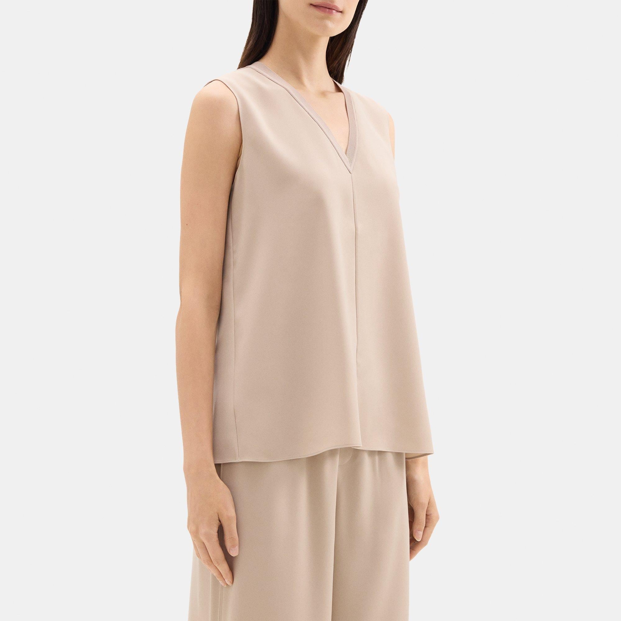 V-Neck Tank Top in Crepe