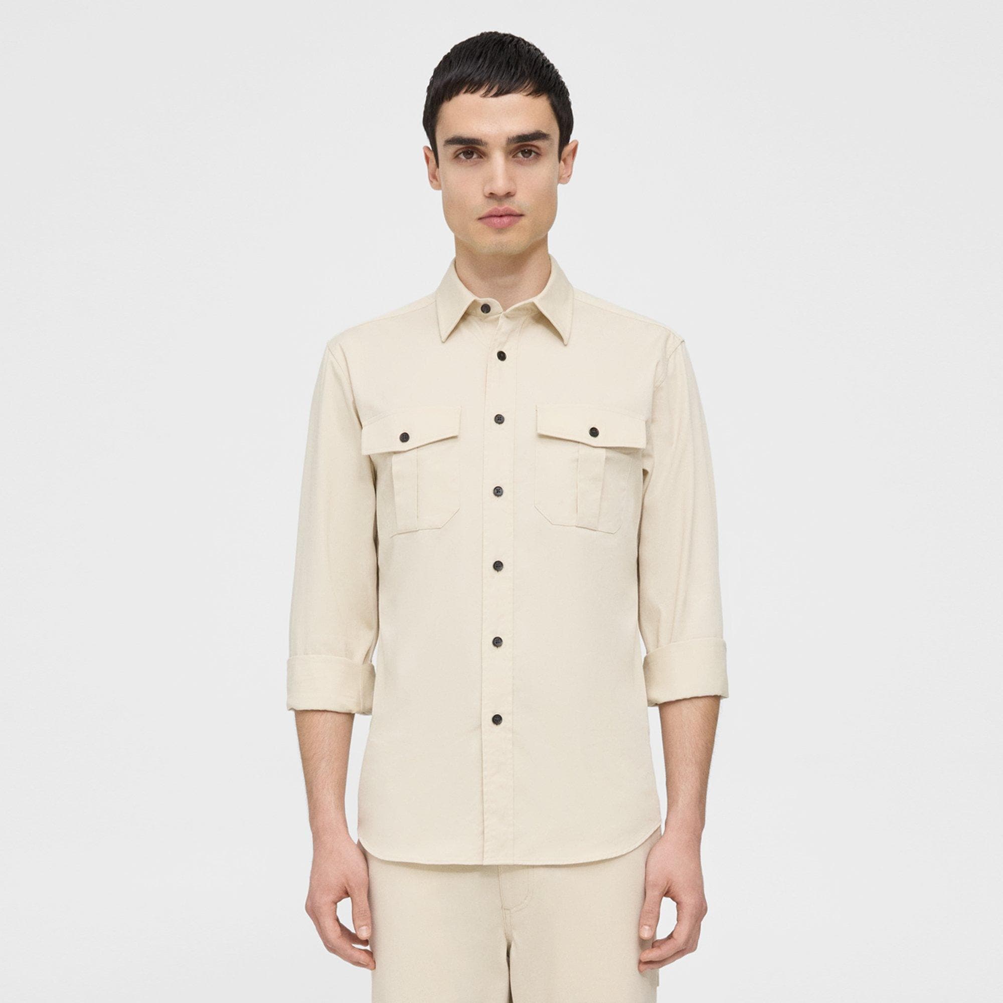 Theory Irving Military Shirt in Cotton-Blend Twill