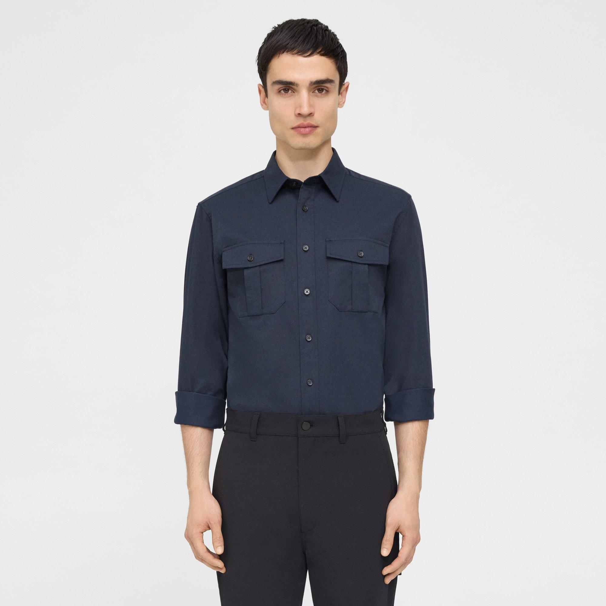 Theory Irving Military Shirt in Cotton-Blend Twill