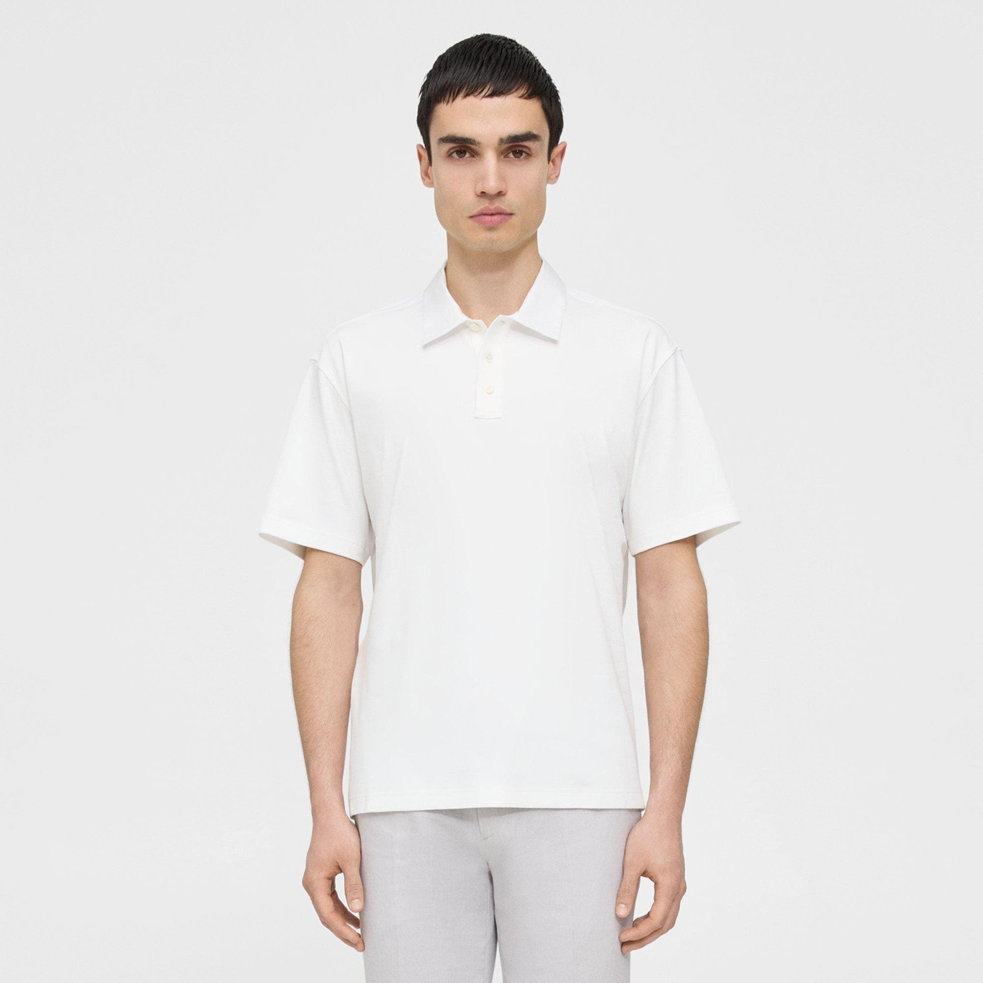 Theory Carlom Combo Polo in Cotton Jersey