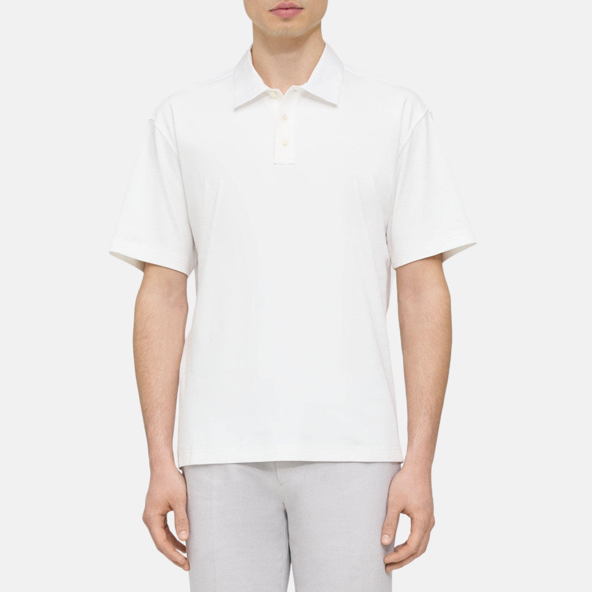 Theory Carlom Combo Polo in Cotton Jersey