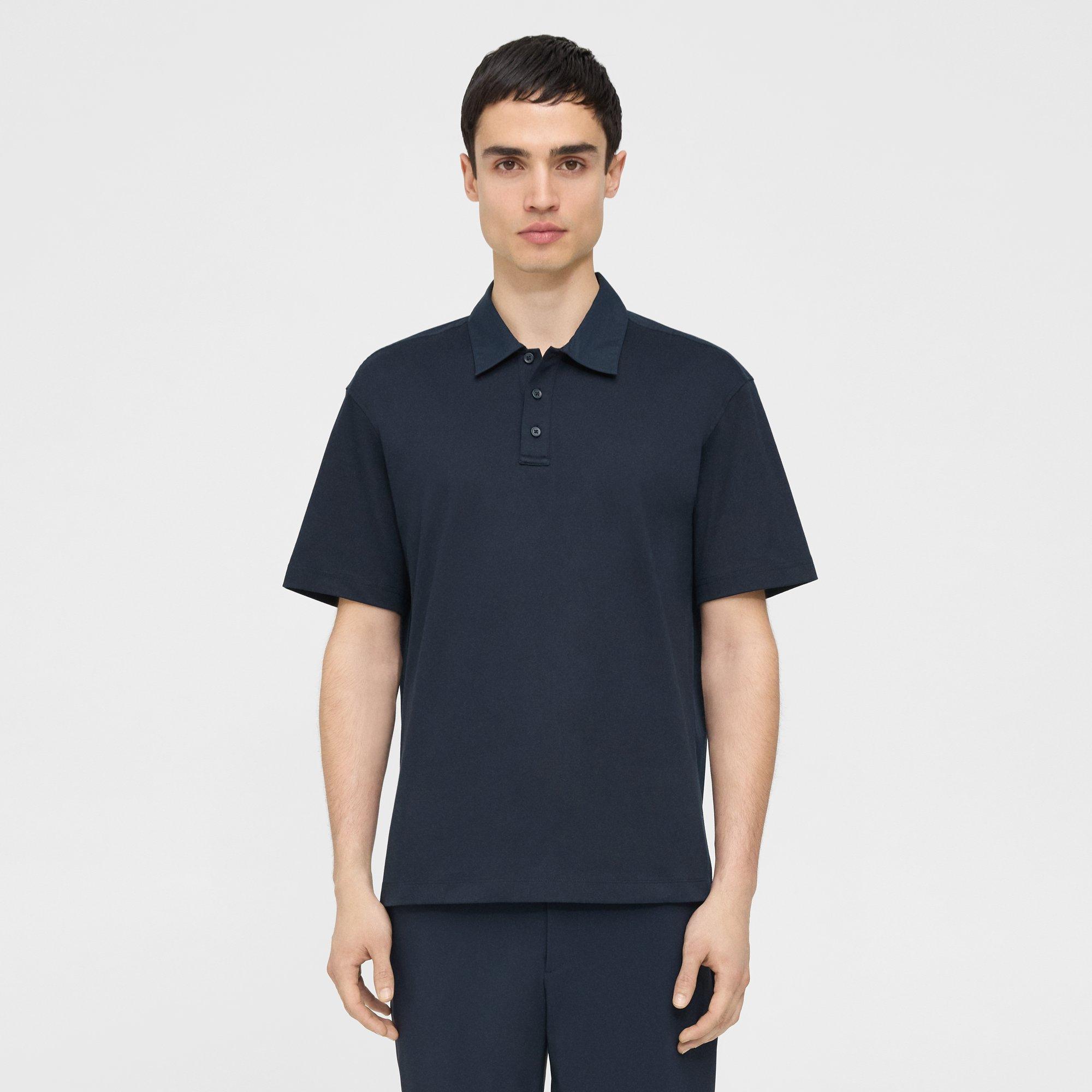 Theory Carlom Combo Polo in Cotton Jersey