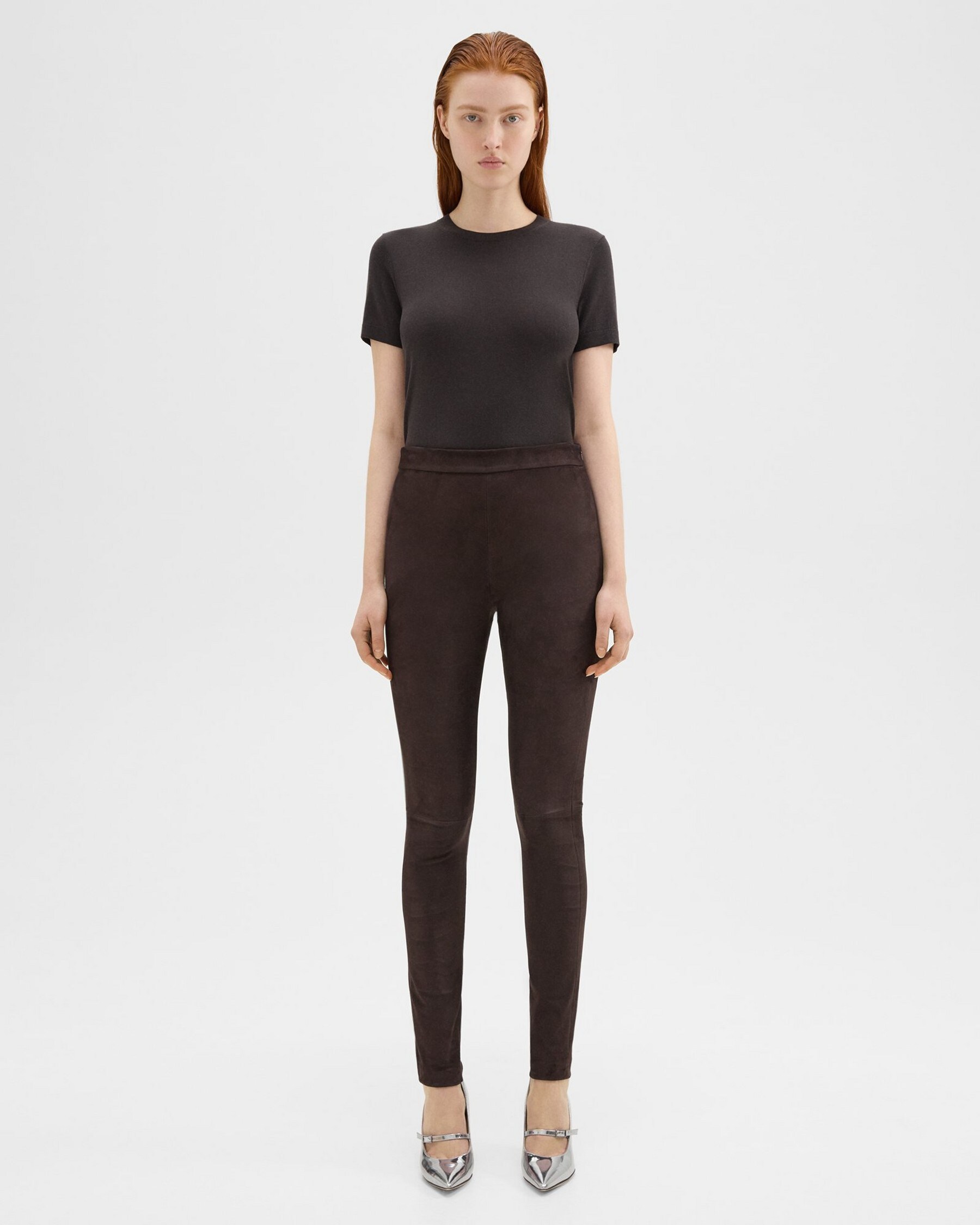 Theory High-Waist Legging in Suede