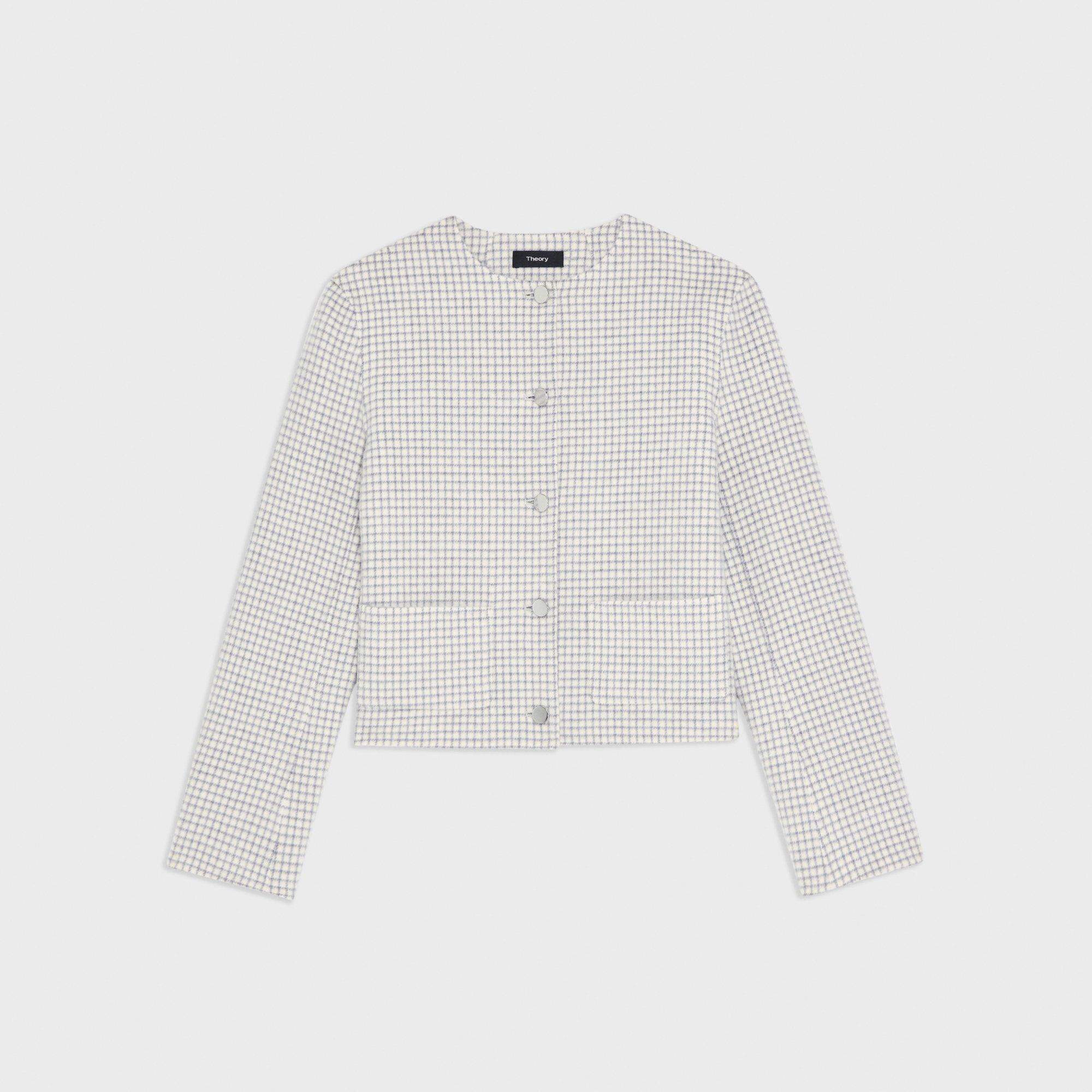 Cropped Jacket in Checked Double-Face Wool