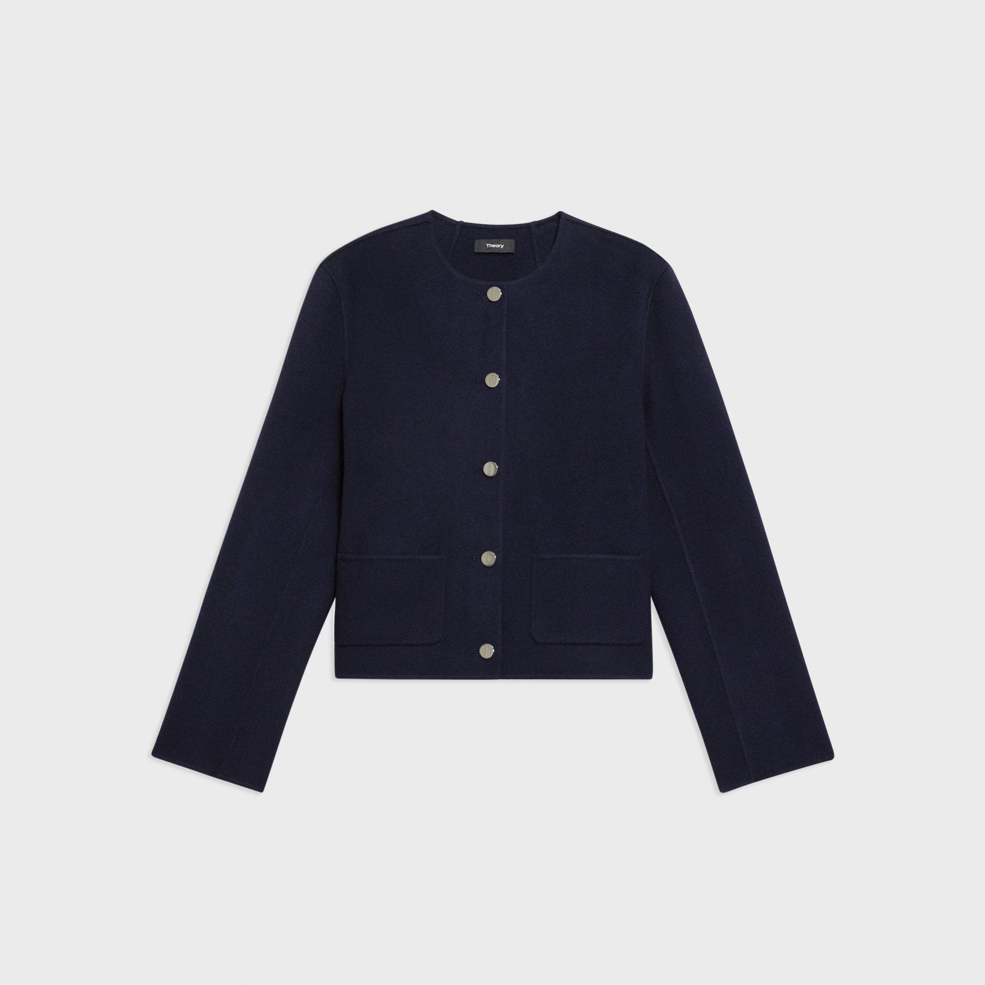 Double-Face Wool-Cashmere Cropped Jacket
