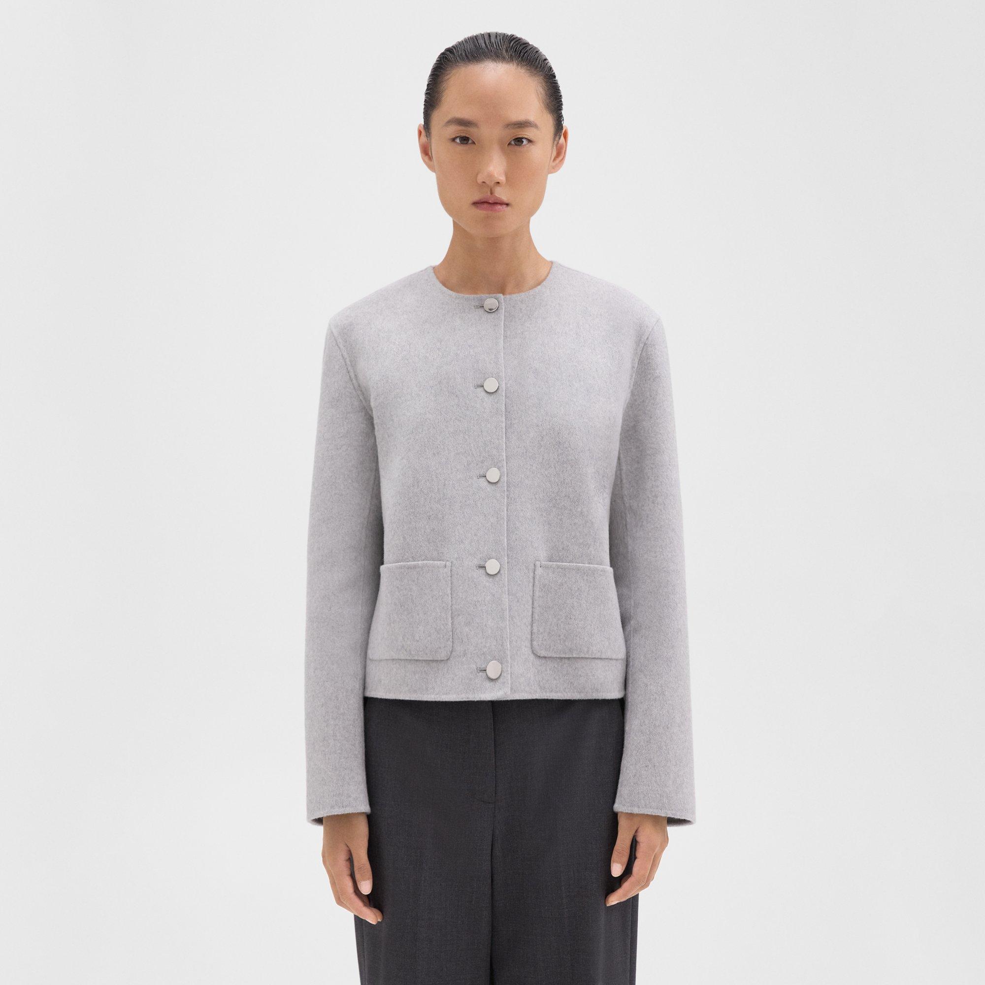 Double-Face Wool-Cashmere Cropped Jacket | Theory