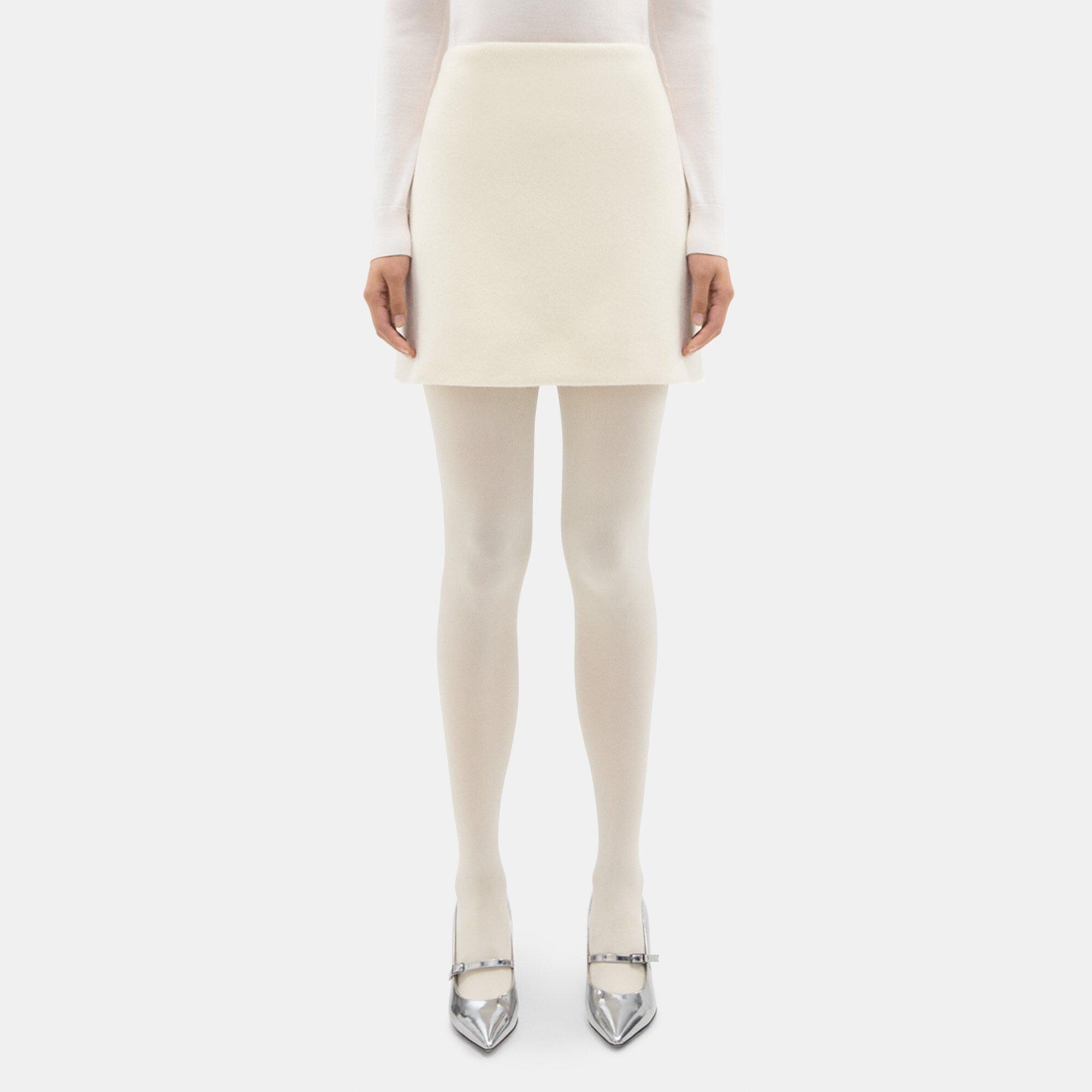 Theory High-Waist Mini Skirt in Double-Face Wool-Cashmere