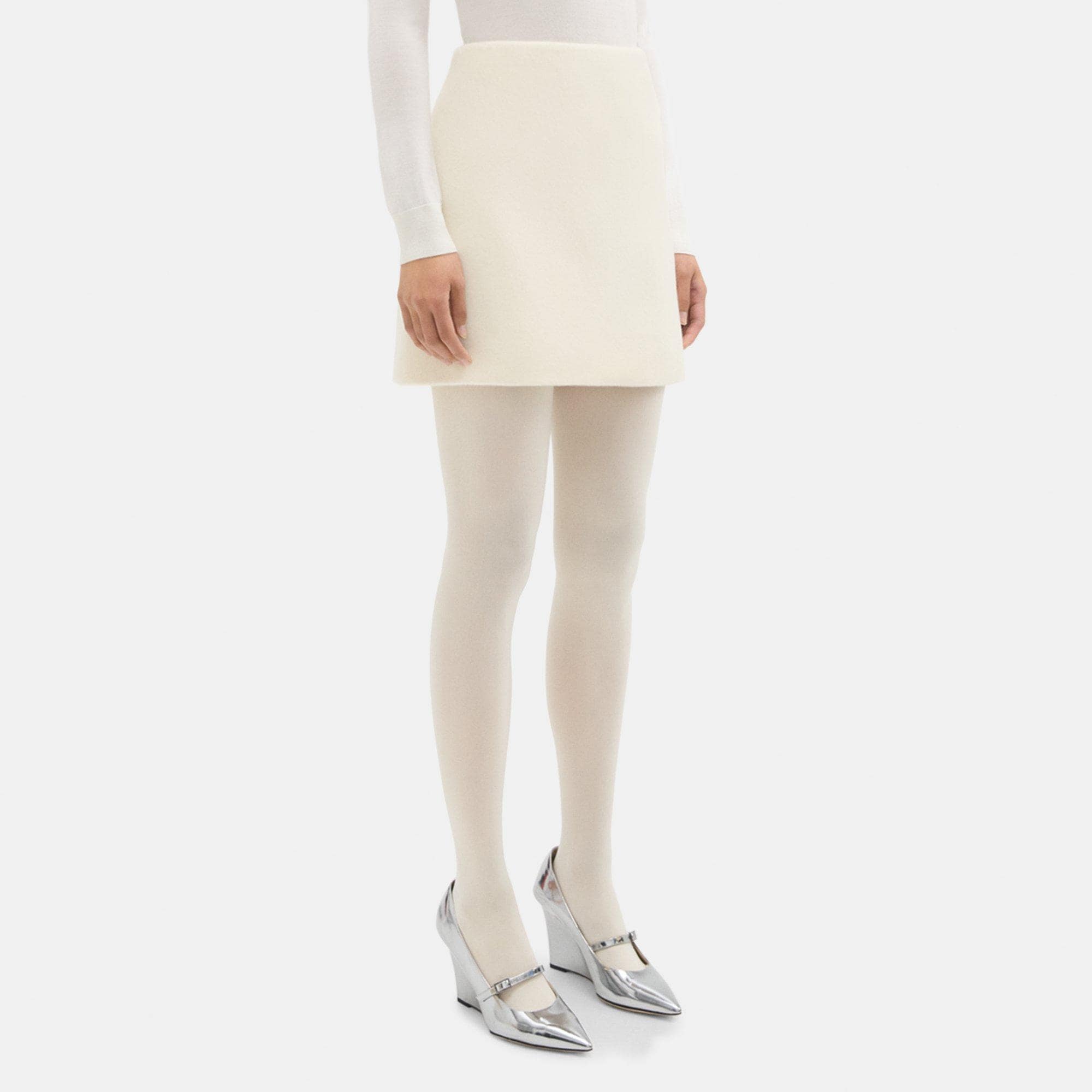 High-Waist Mini Skirt in Double-Face Wool-Cashmere