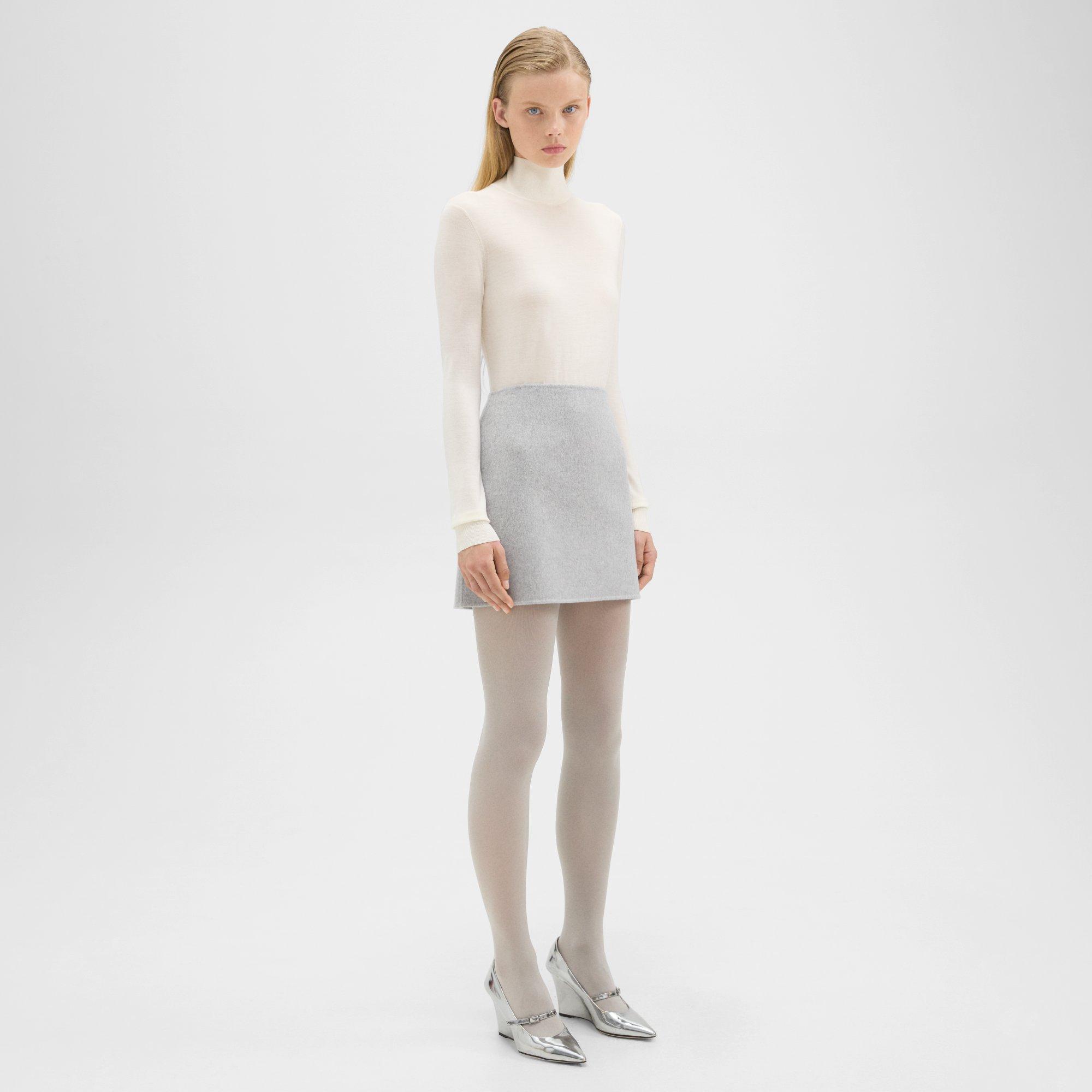 Double-Face Wool-Cashmere High-Waist Mini Skirt | Theory