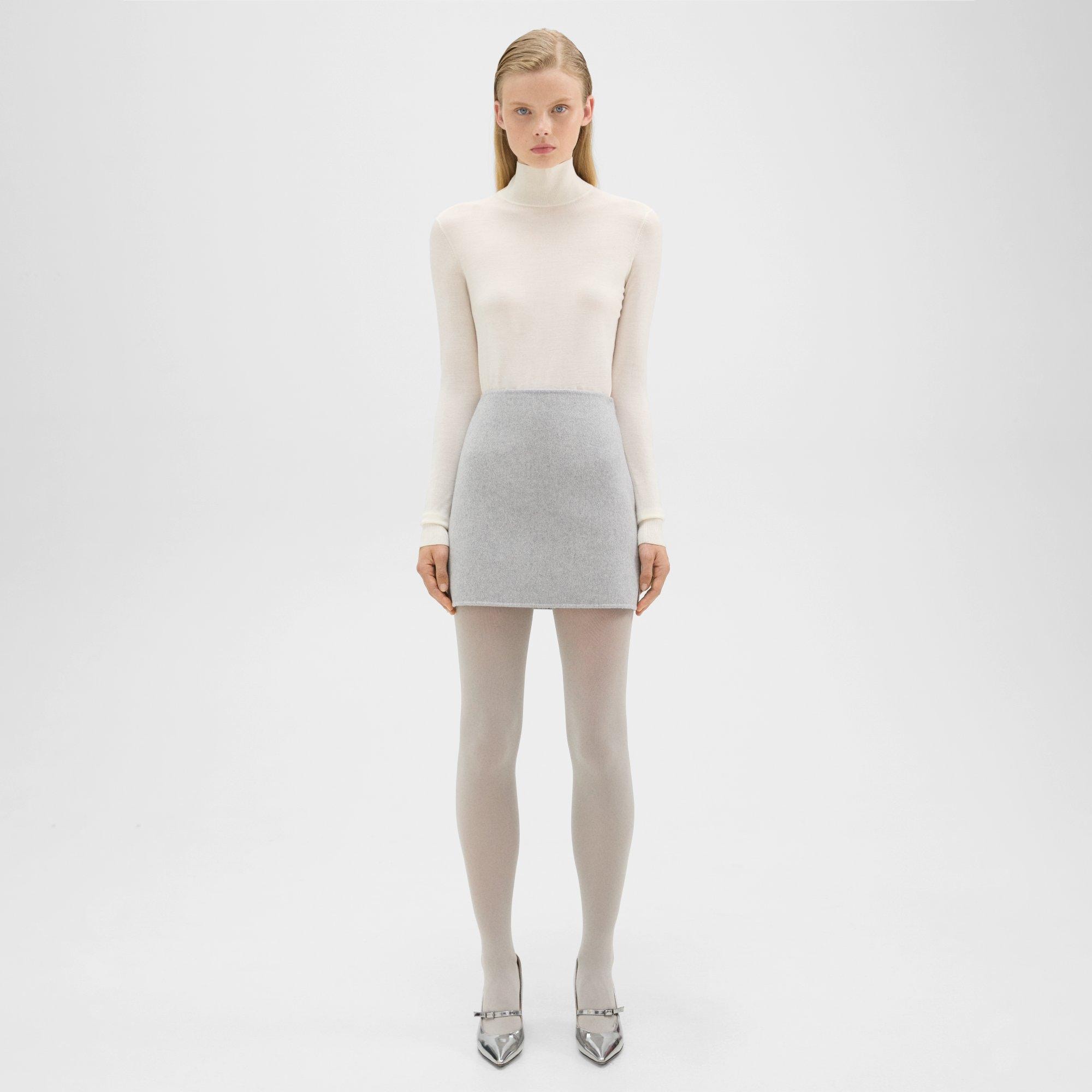 Theory High-Waist Mini Skirt in Double-Face Wool-Cashmere