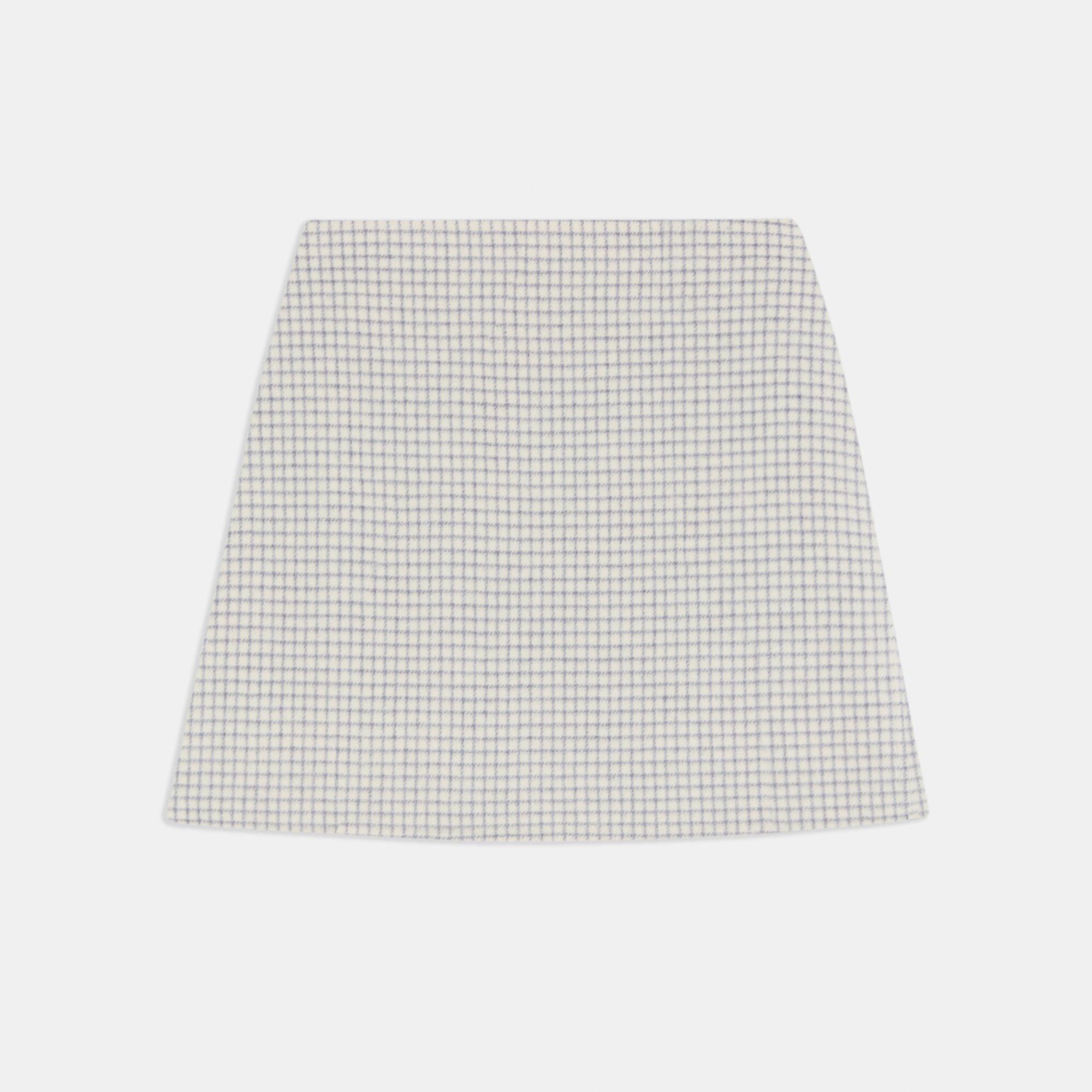 High-Waisted Mini Skirt in Checked Double-Face Wool