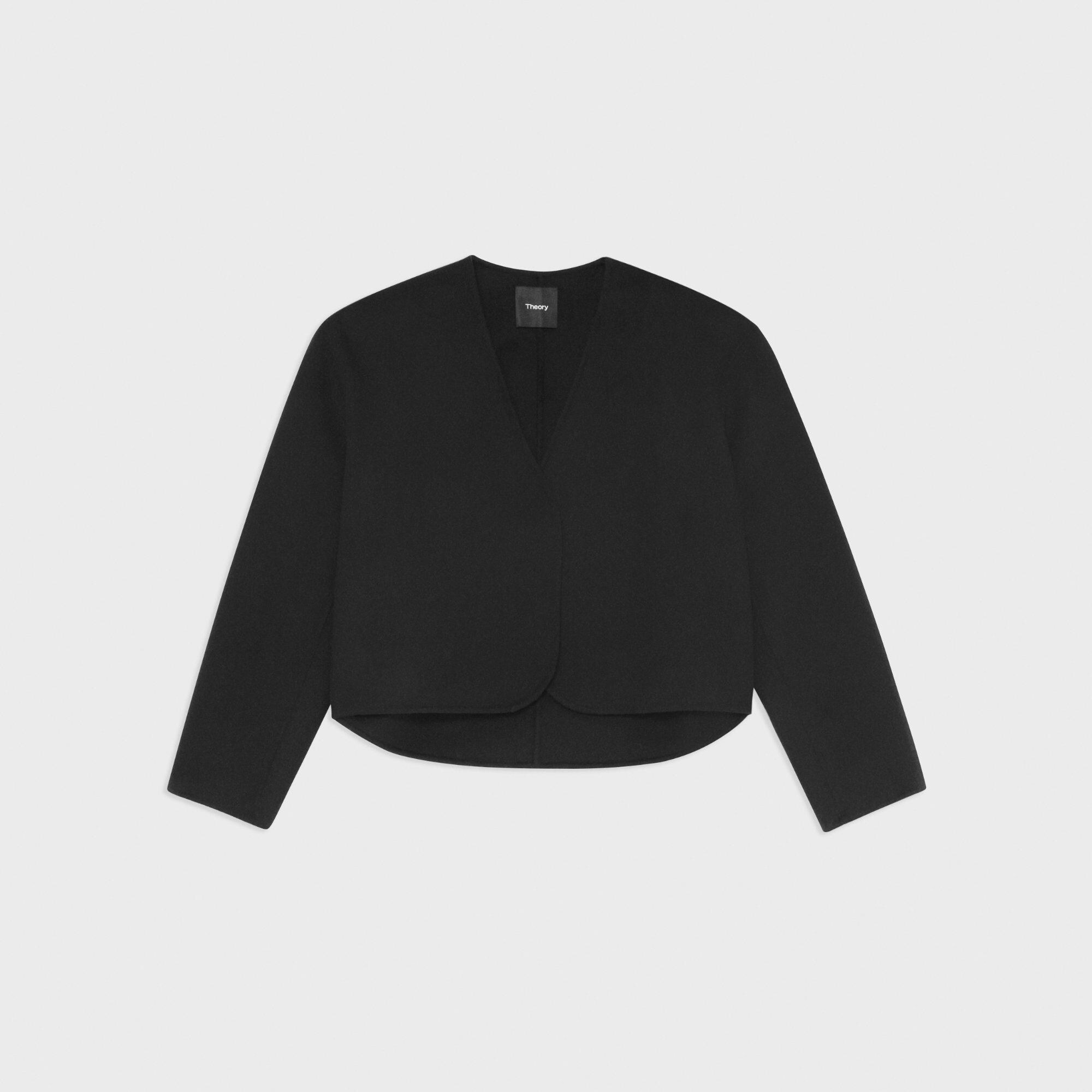 Rounded Crop Jacket in Double-Face Wool-Cashmere