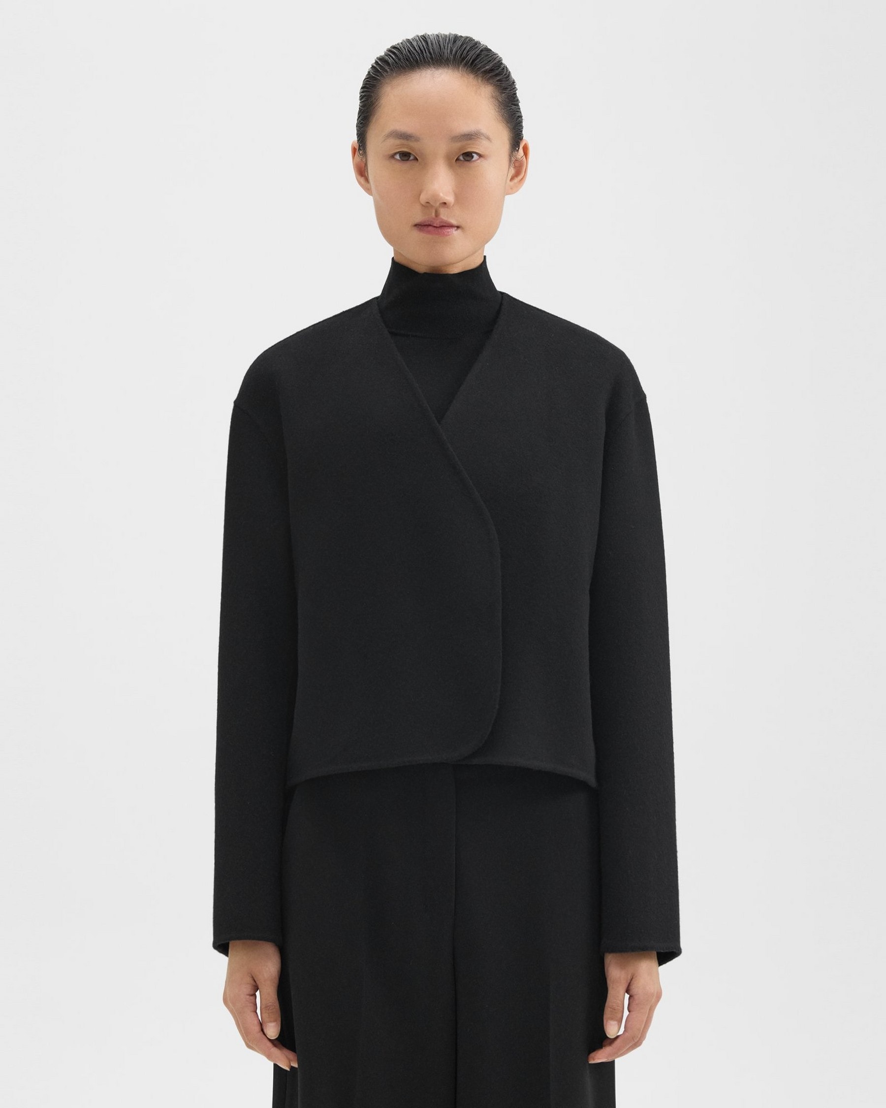 Theory Rounded Crop Jacket in Double-Face Wool-Cashmere