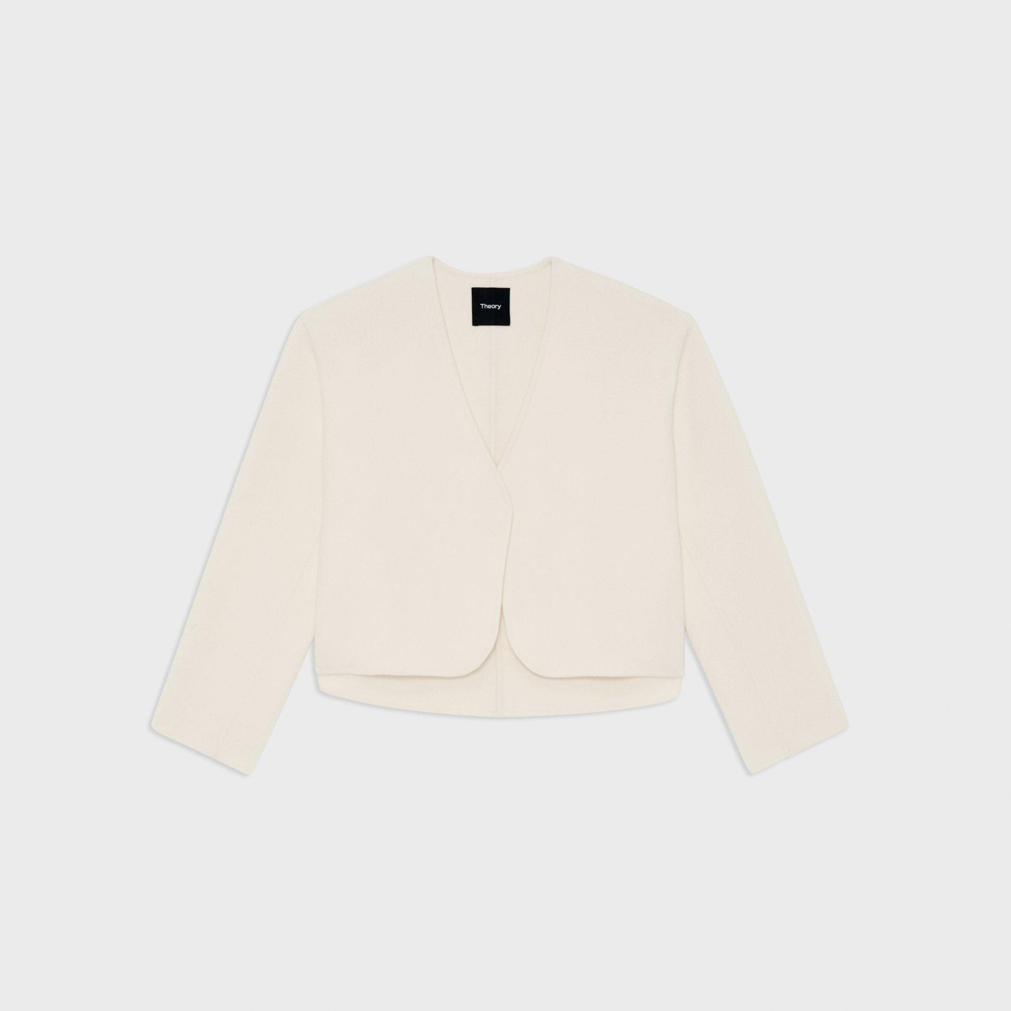 Rounded Crop Jacket in Double-Face Wool-Cashmere