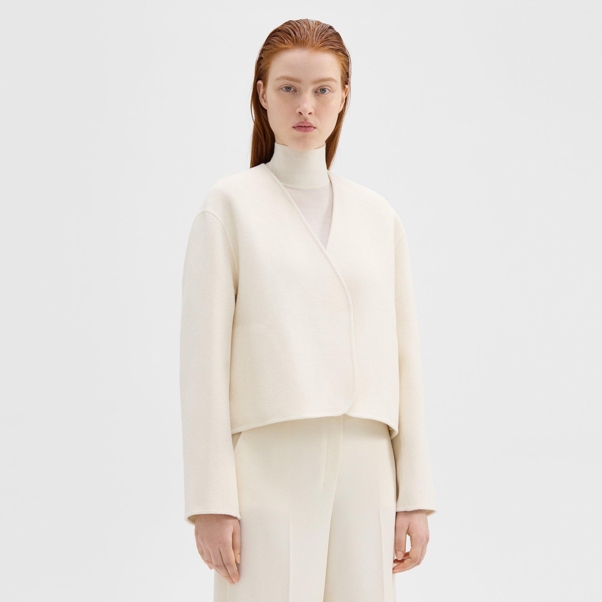 Rounded Crop Jacket in Double-Face Wool-Cashmere