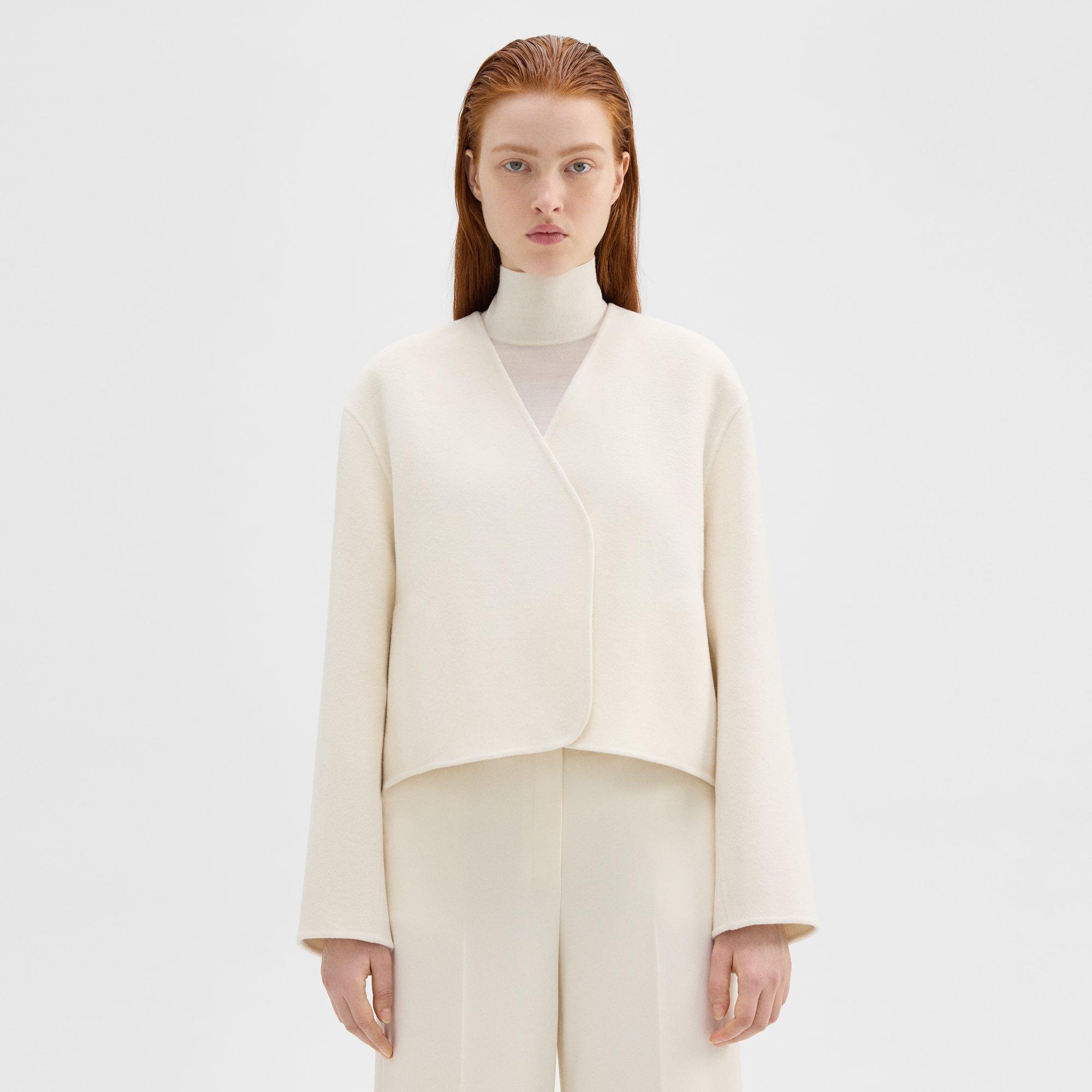 Theory Rounded Crop Jacket in Double-Face Wool-Cashmere