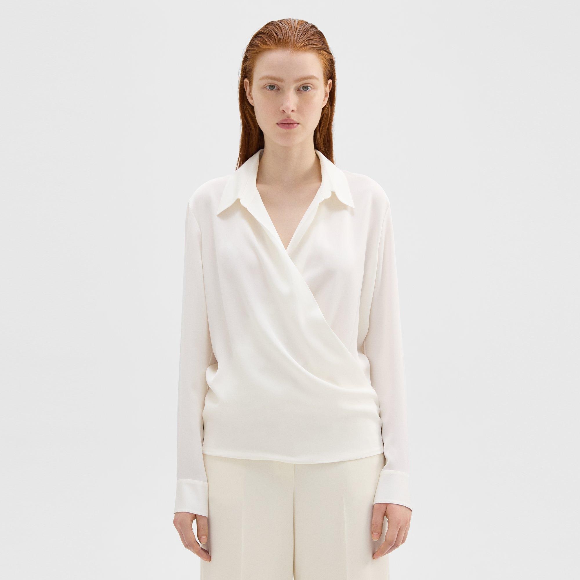 Silk Georgette Wrap Blouse | Theory