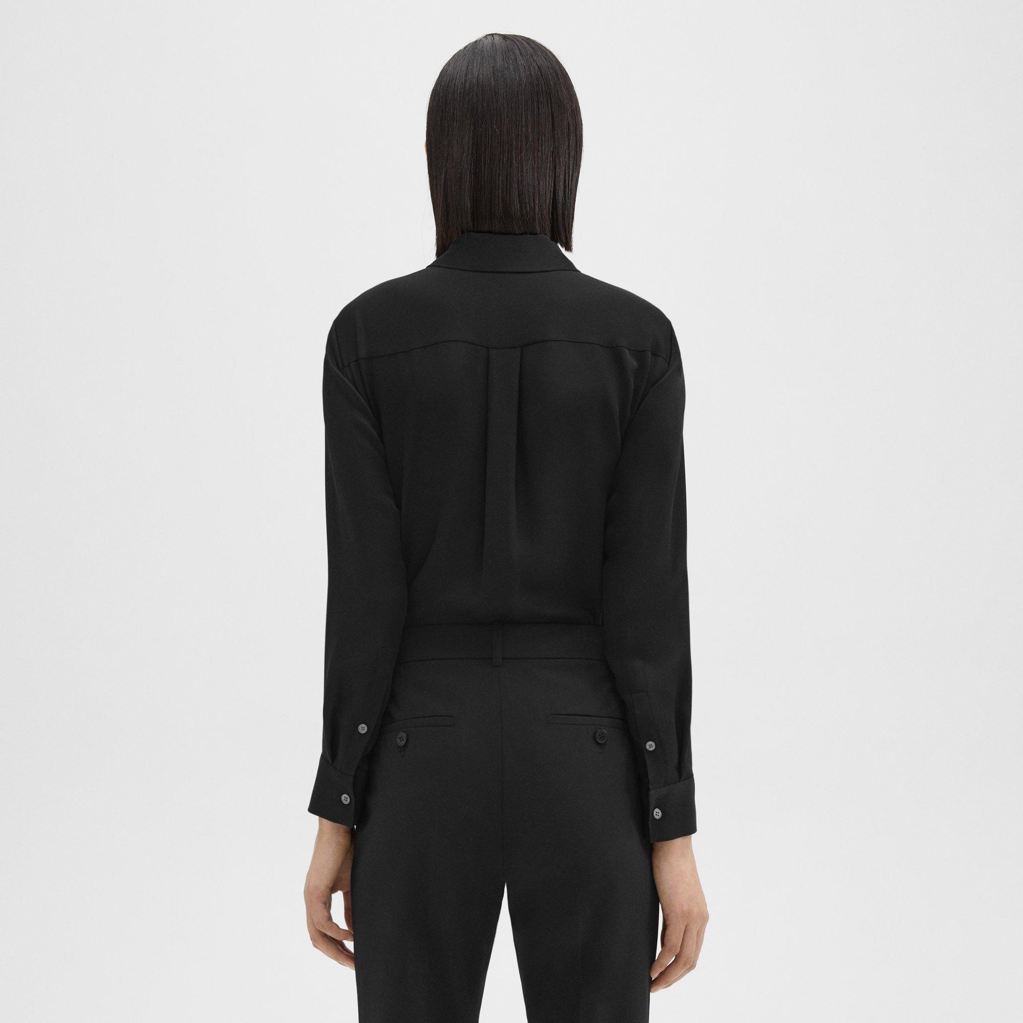 Tie Neck Blouse in Silk Georgette
